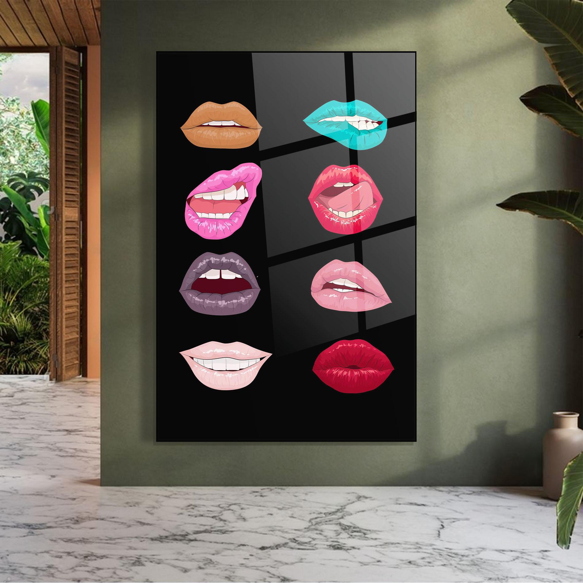 Tablou Sticla Colorful Lips mockup 7