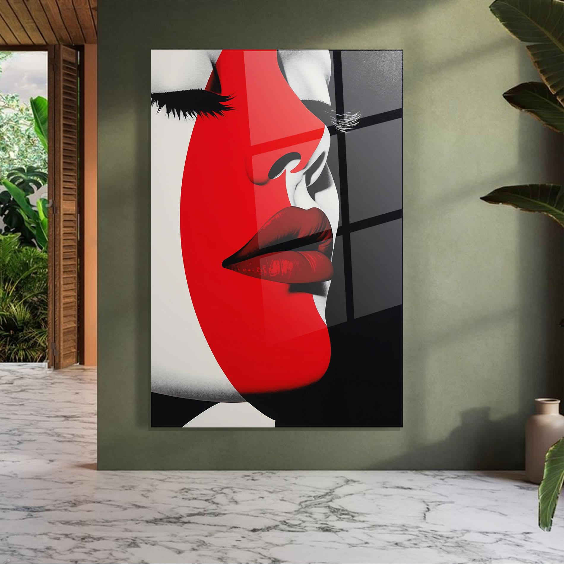 Tablou Sticla Dark Red Lips mockup 7