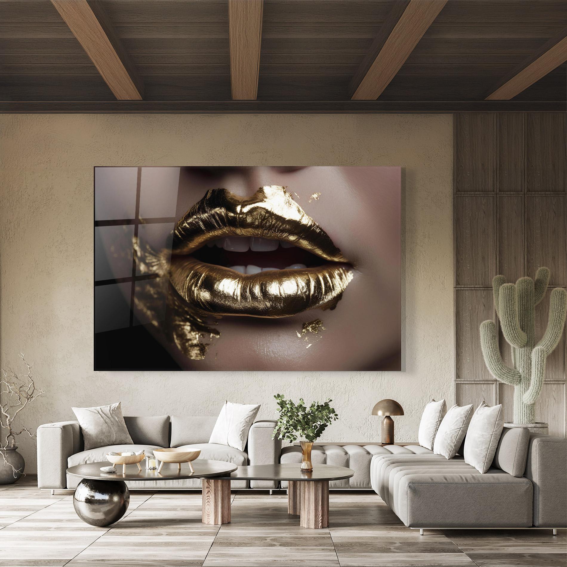 Tablou Sticla Gold Lips mockup 8