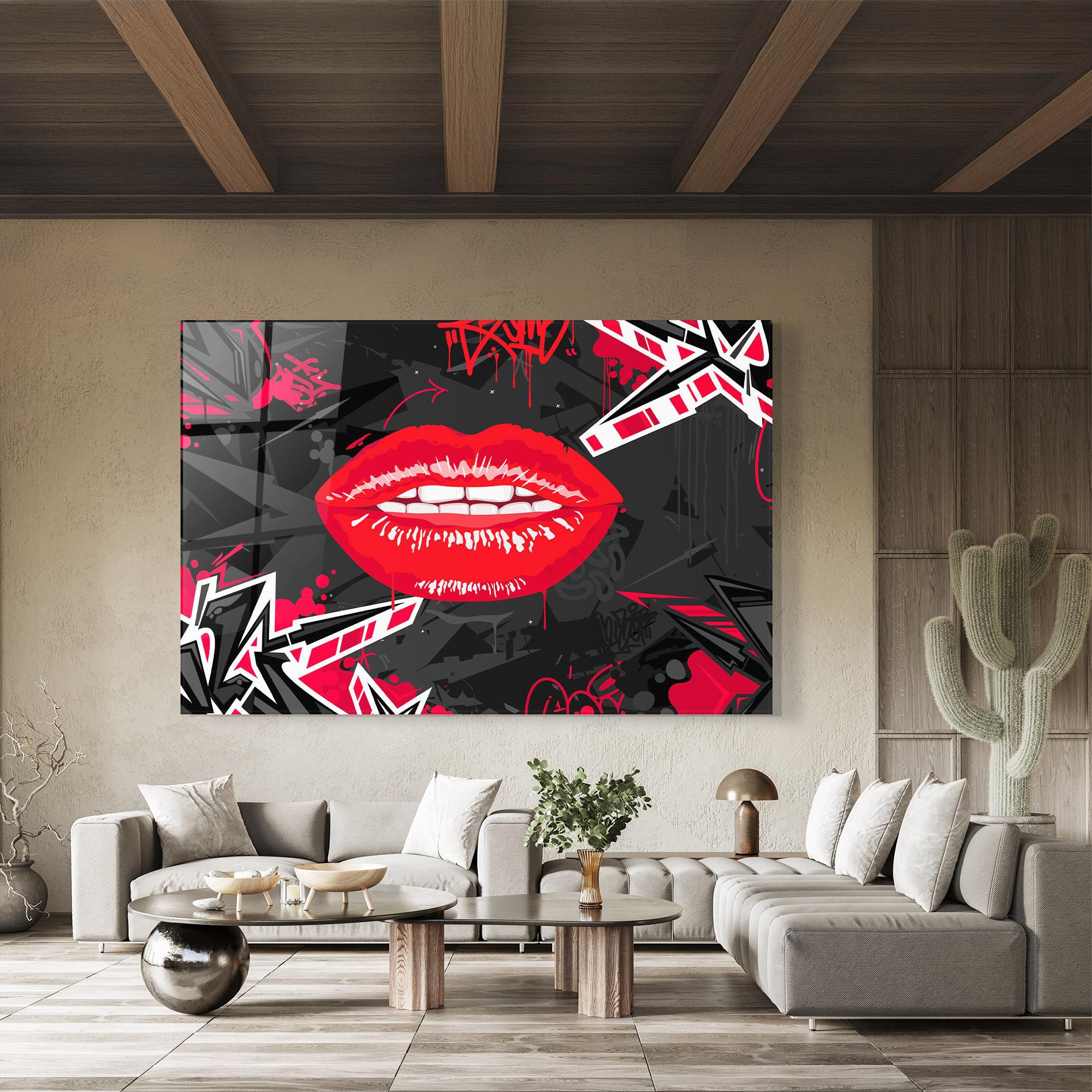 Tablou Sticla Lips Graff mockup 8