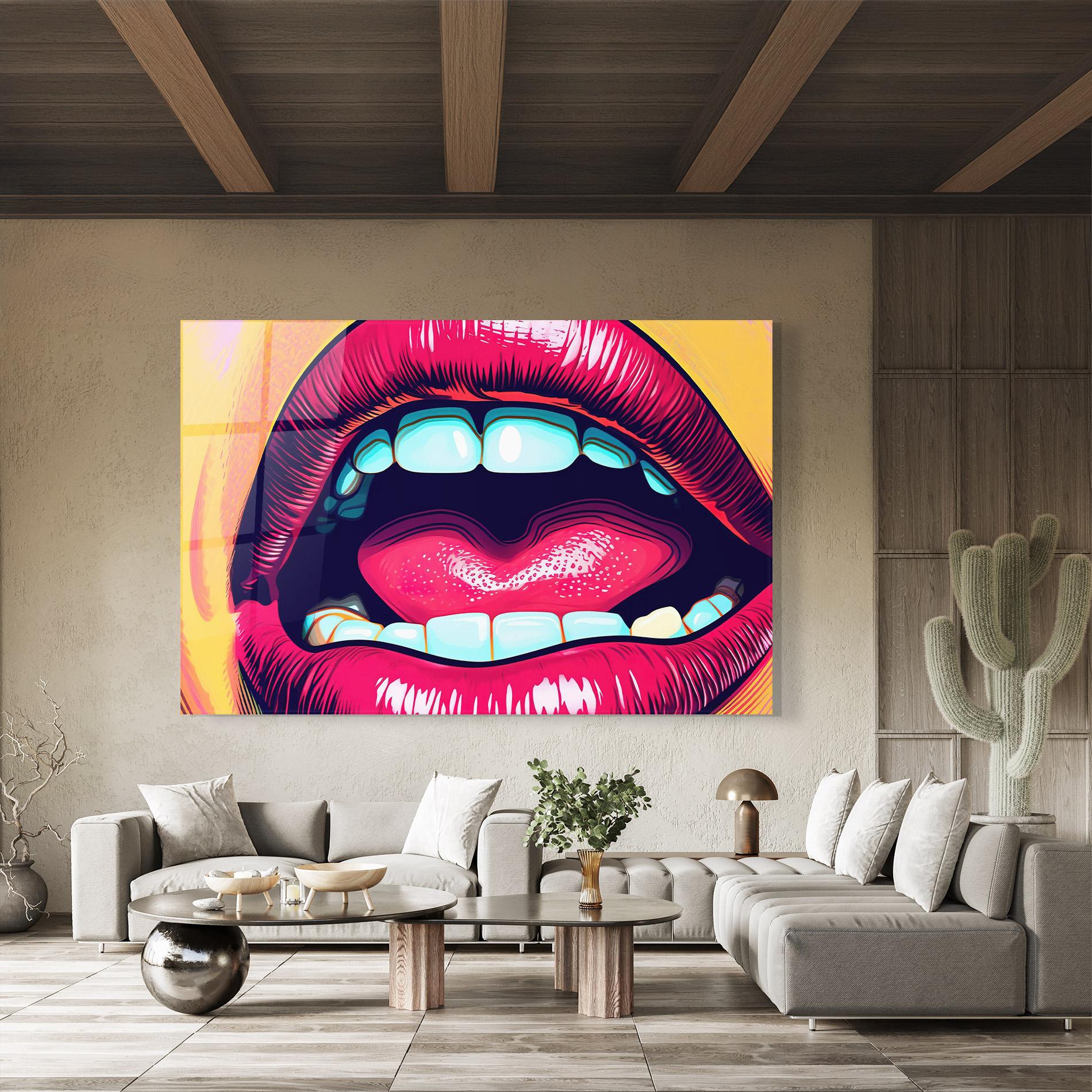 Tablou Sticla Lips Pop Art mockup 8