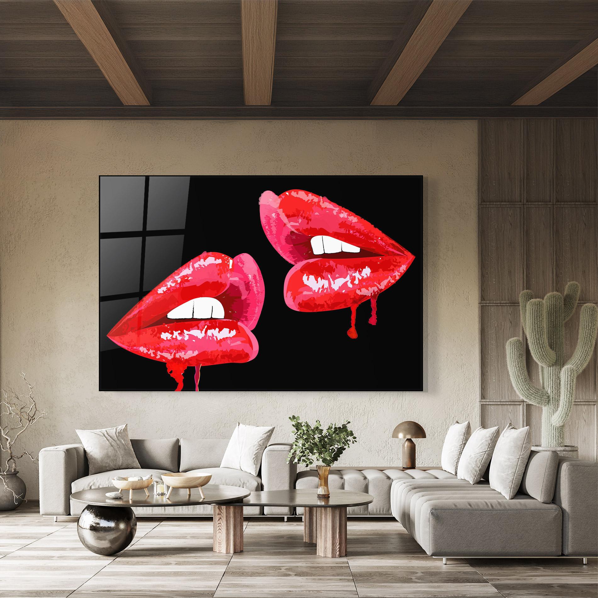 Tablou Sticla Lips Talking mockup 8