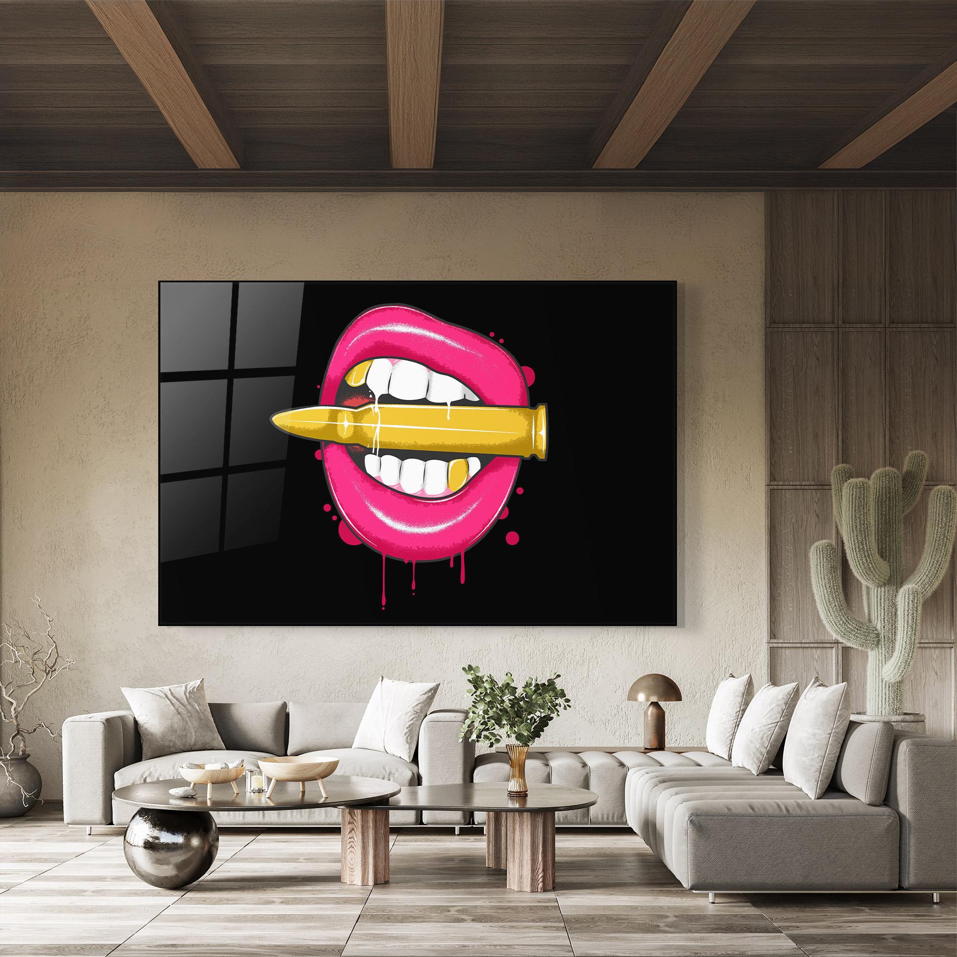 Tablou Sticla Pink Bullet Lips mockup 8