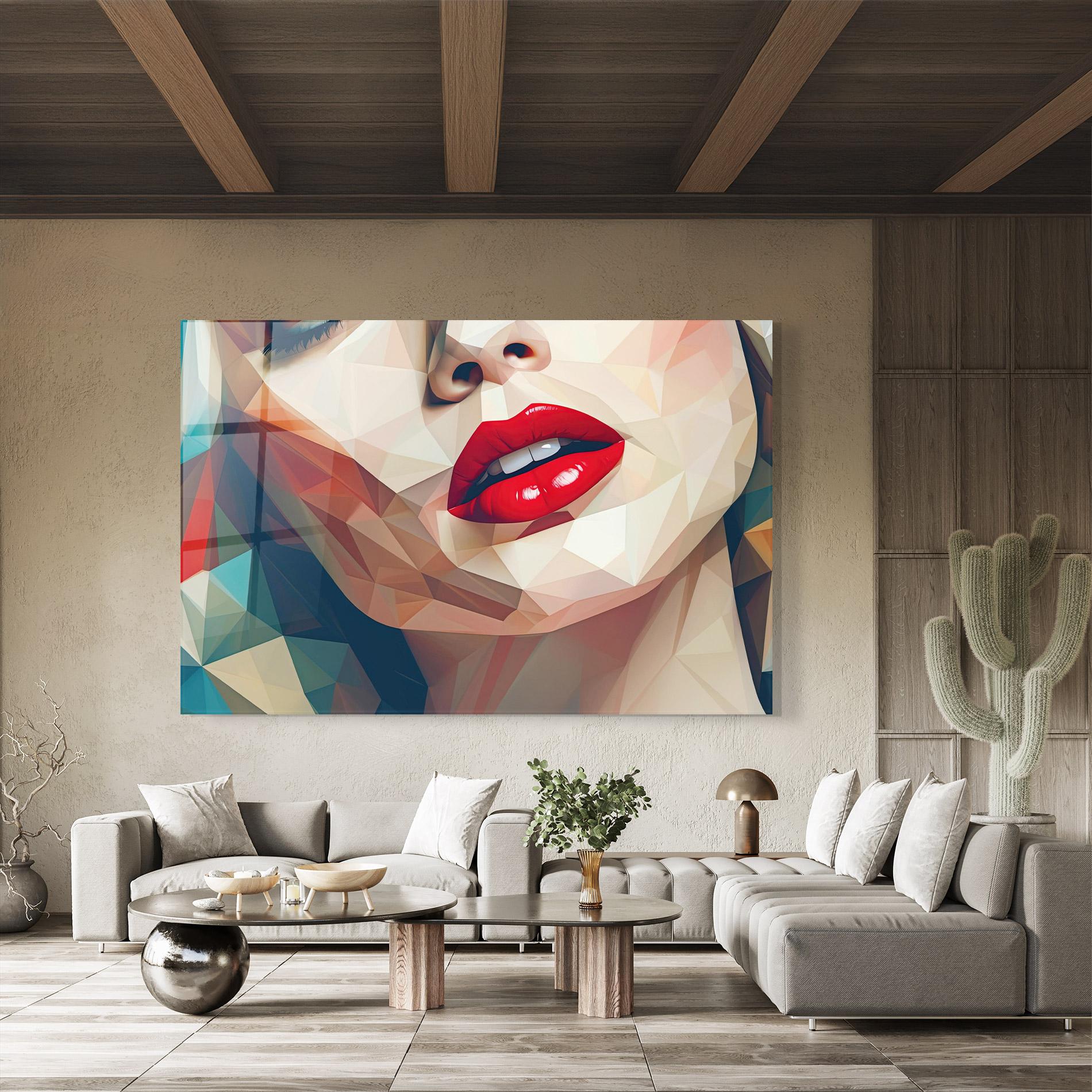 Tablou Sticla Triangular Lips mockup 8