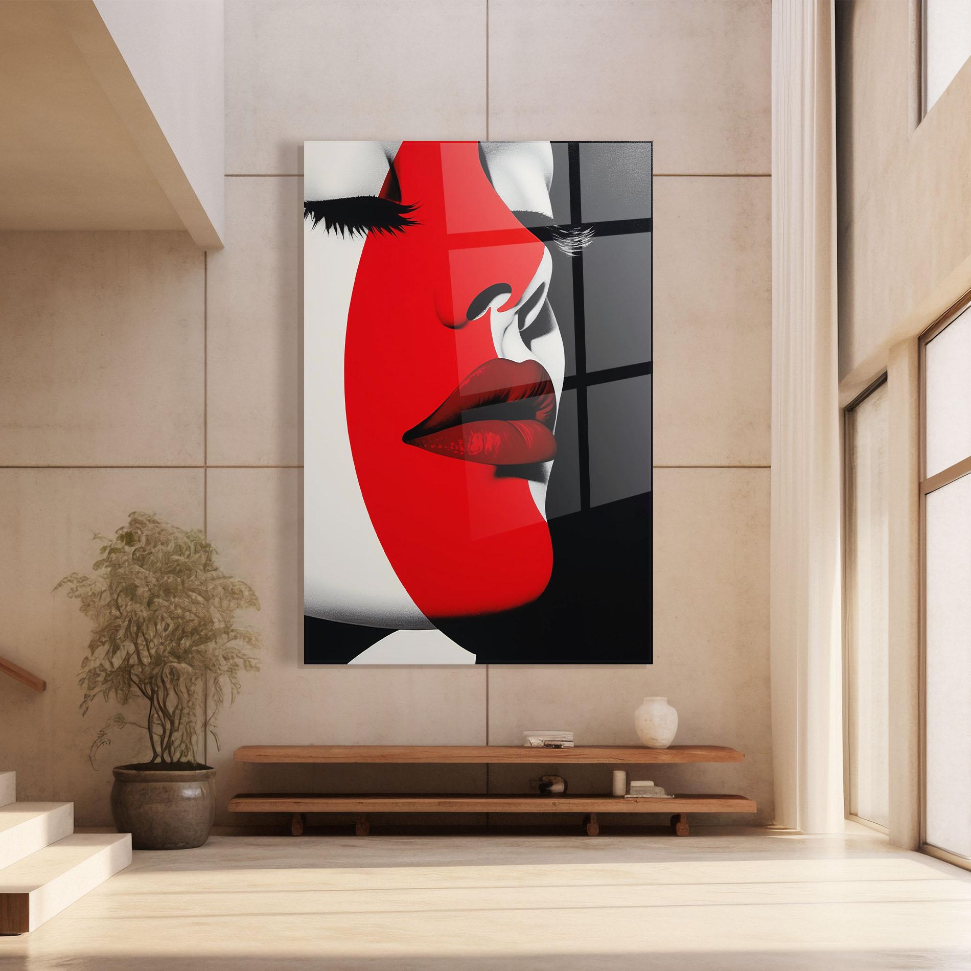 Tablou Sticla Dark Red Lips mockup 8