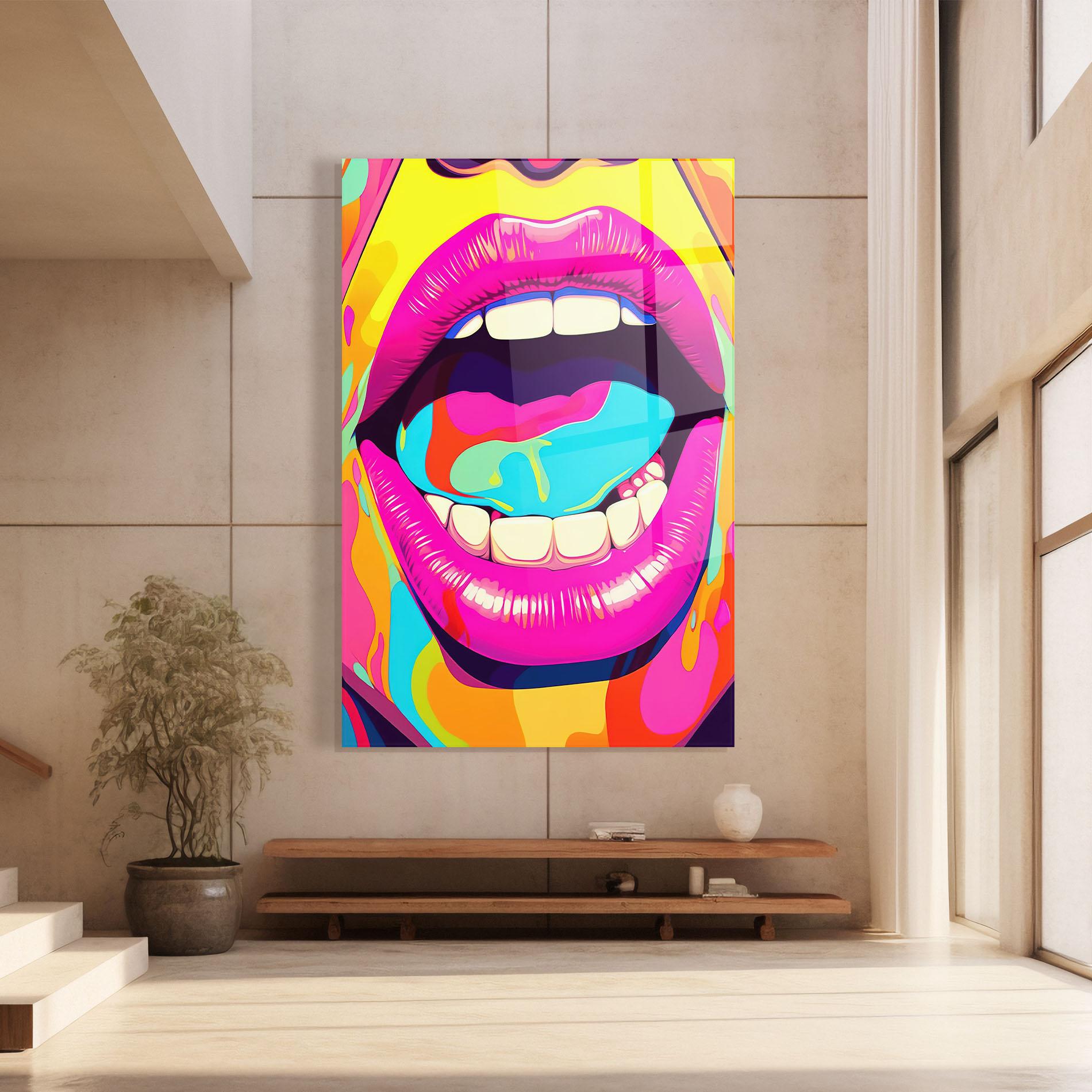 Tablou Sticla Pop Art Mouth mockup 8