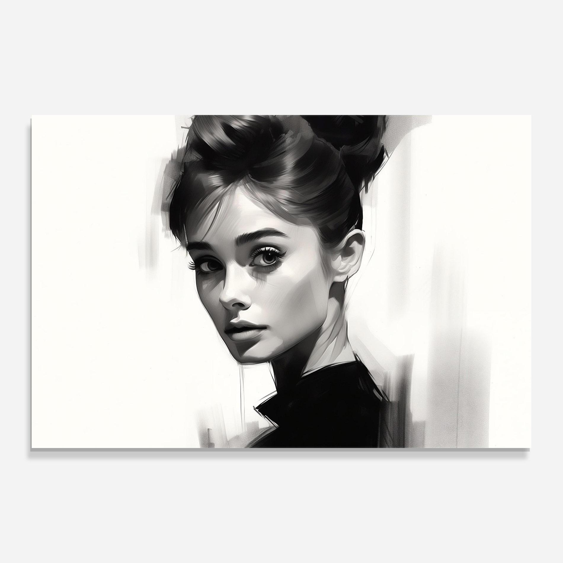 Tablou Sticla Hepburn Portrait mockup 0