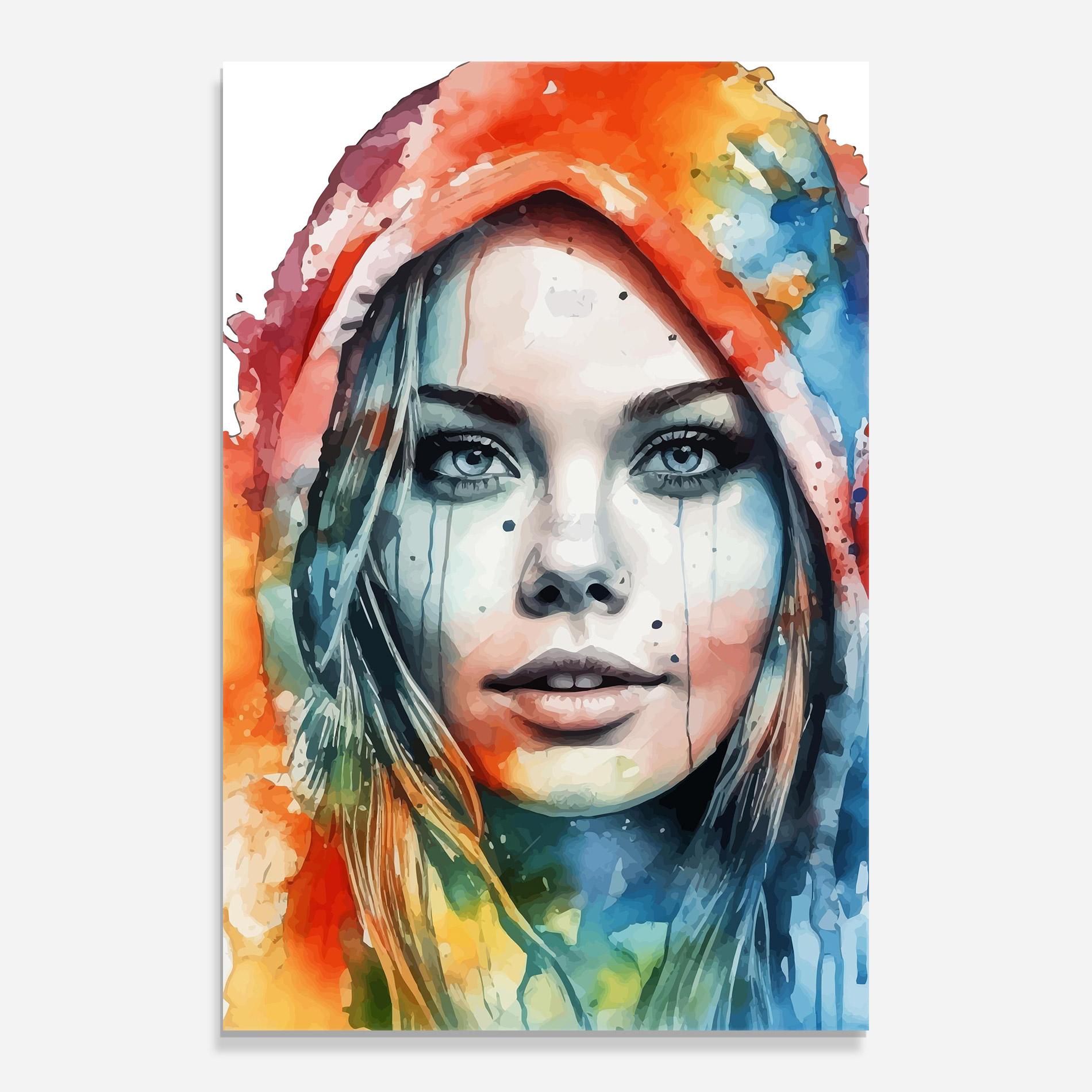 Tablou Sticla Colorful Portrait Art mockup 0