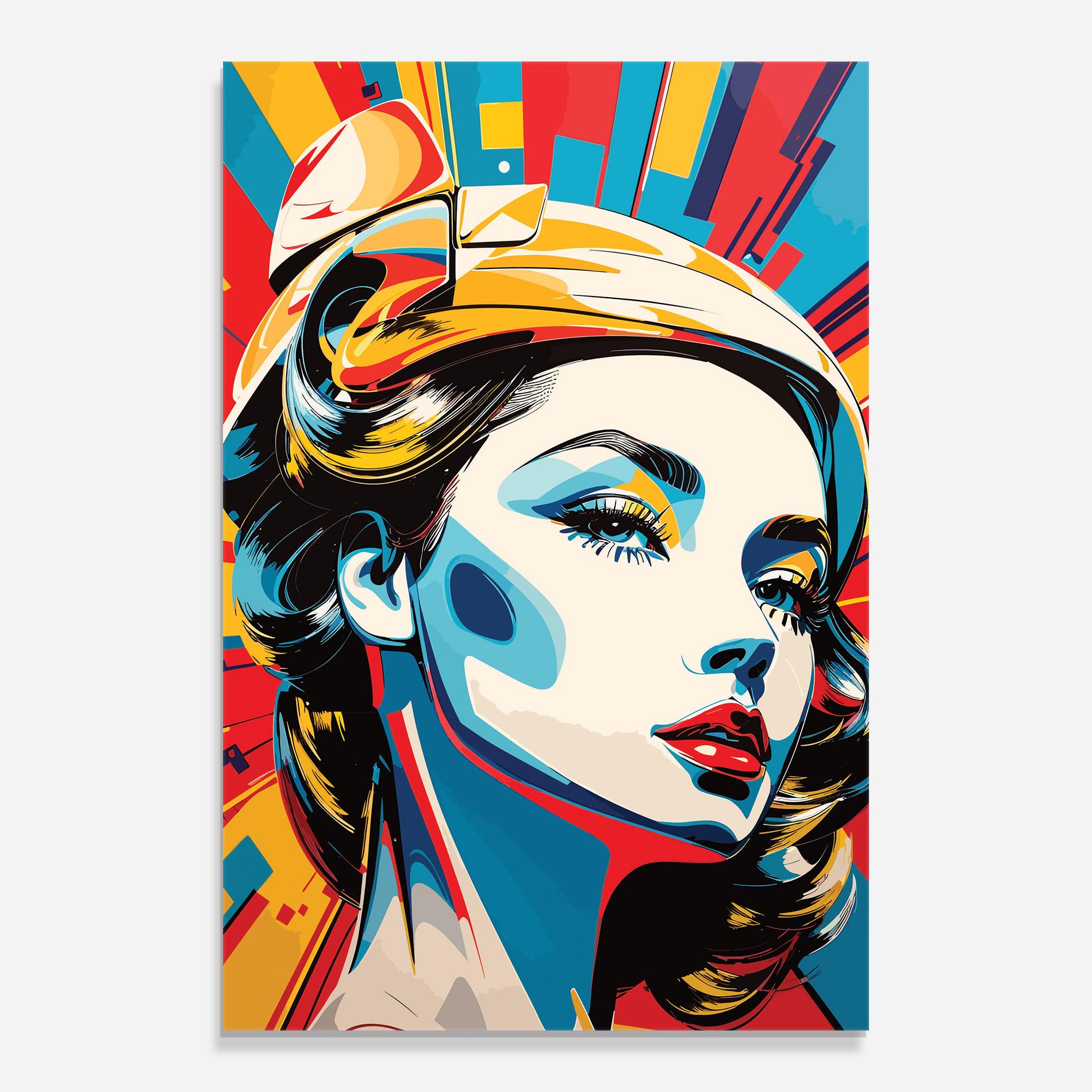 Tablou Sticla Colorful Portrait Lady mockup 0