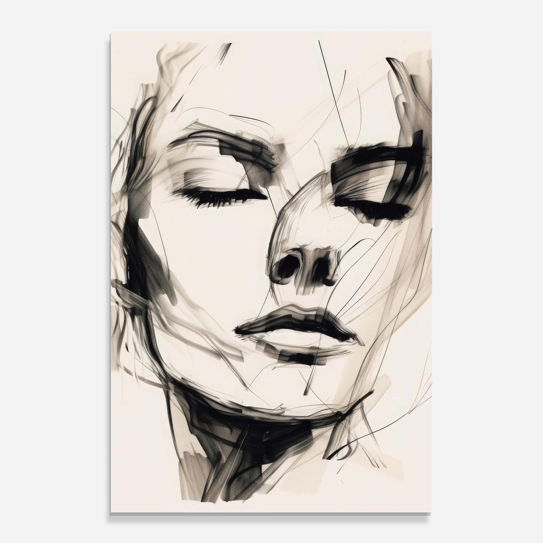 Tablou Sticla Continuous Line Woman mockup 0