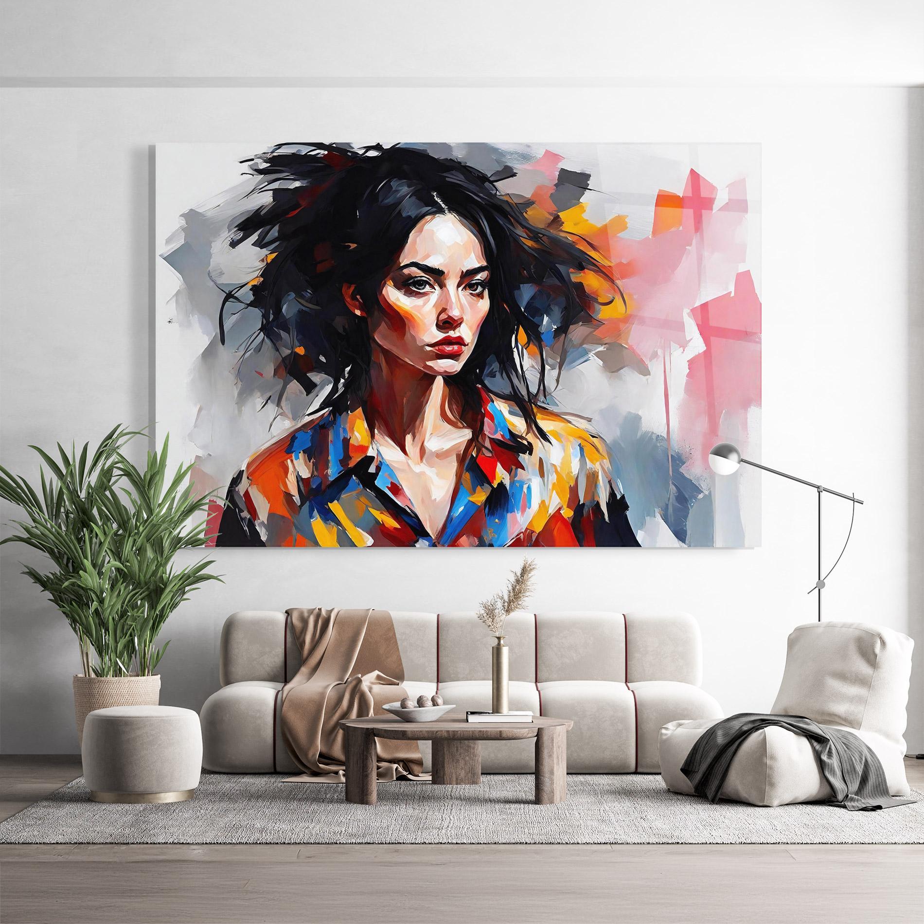 Tablou Sticla Artistic Oil Woman mockup 9