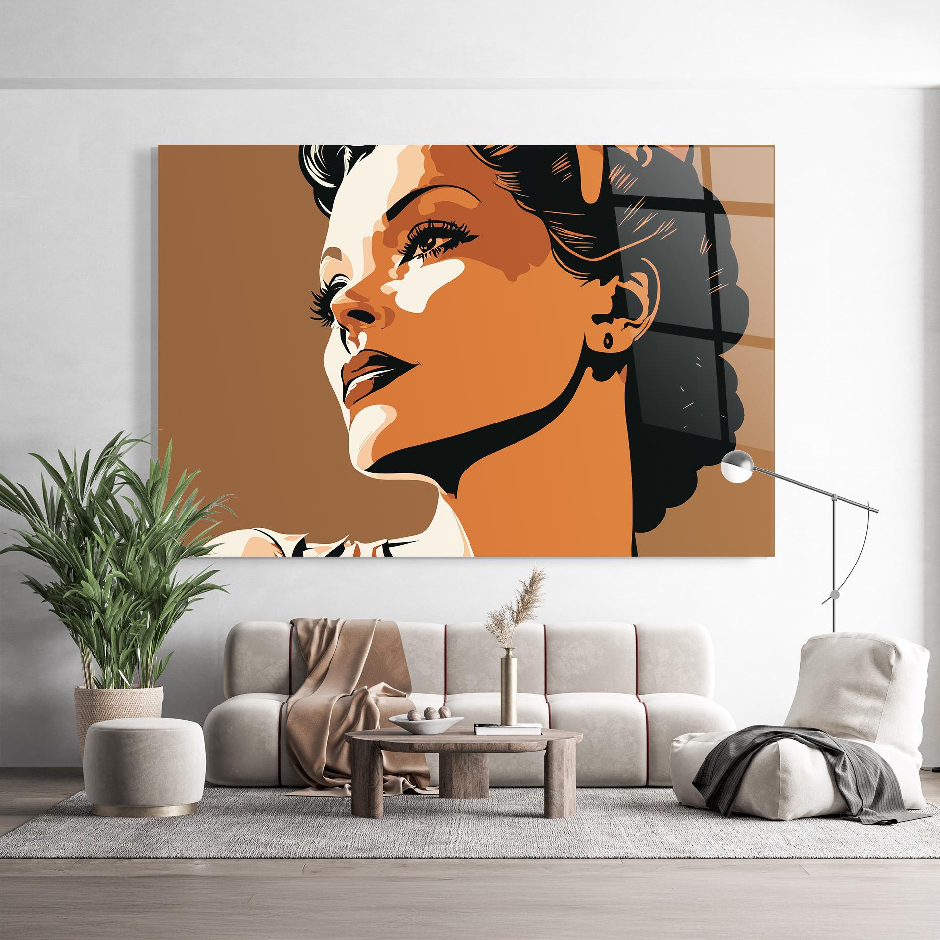 Tablou Sticla Brown Portrait Lady mockup 9