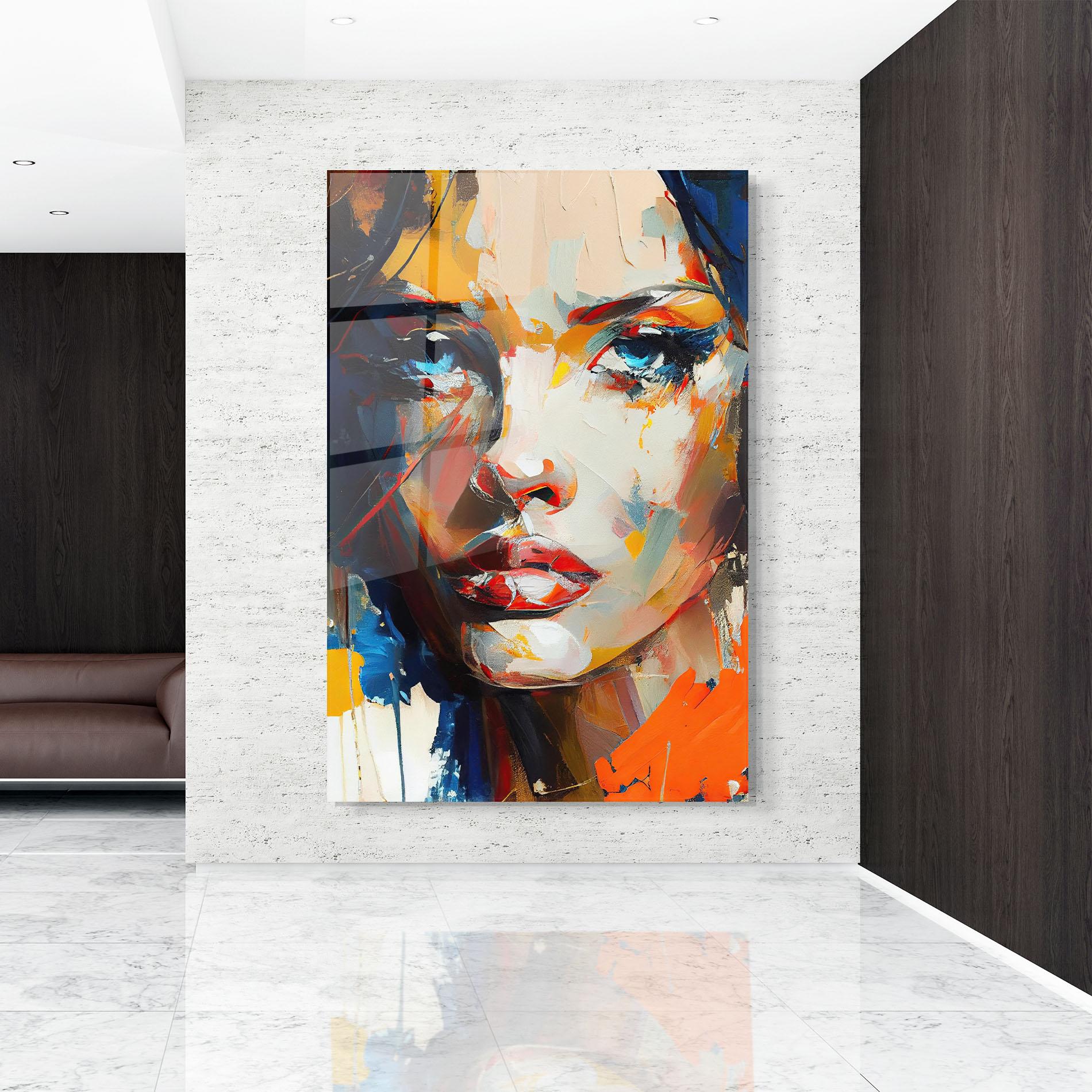 Tablou Sticla Beautiful Brunette Woman mockup 9