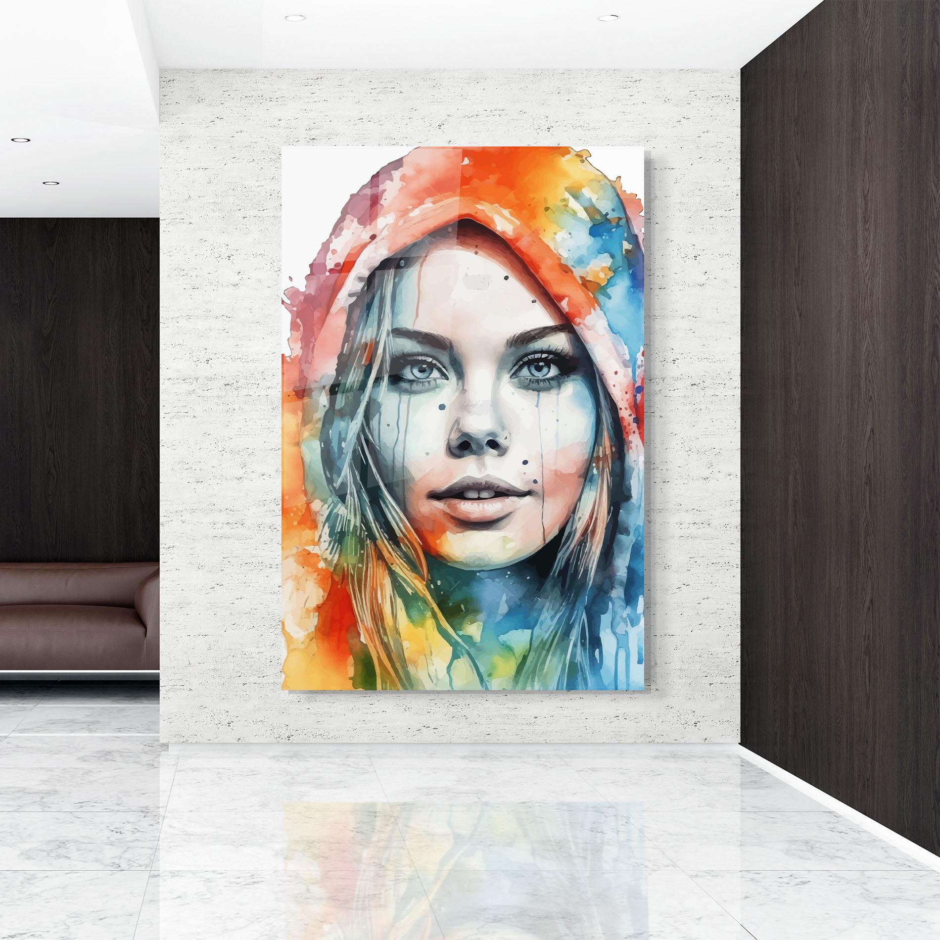 Tablou Sticla Colorful Portrait Art mockup 9