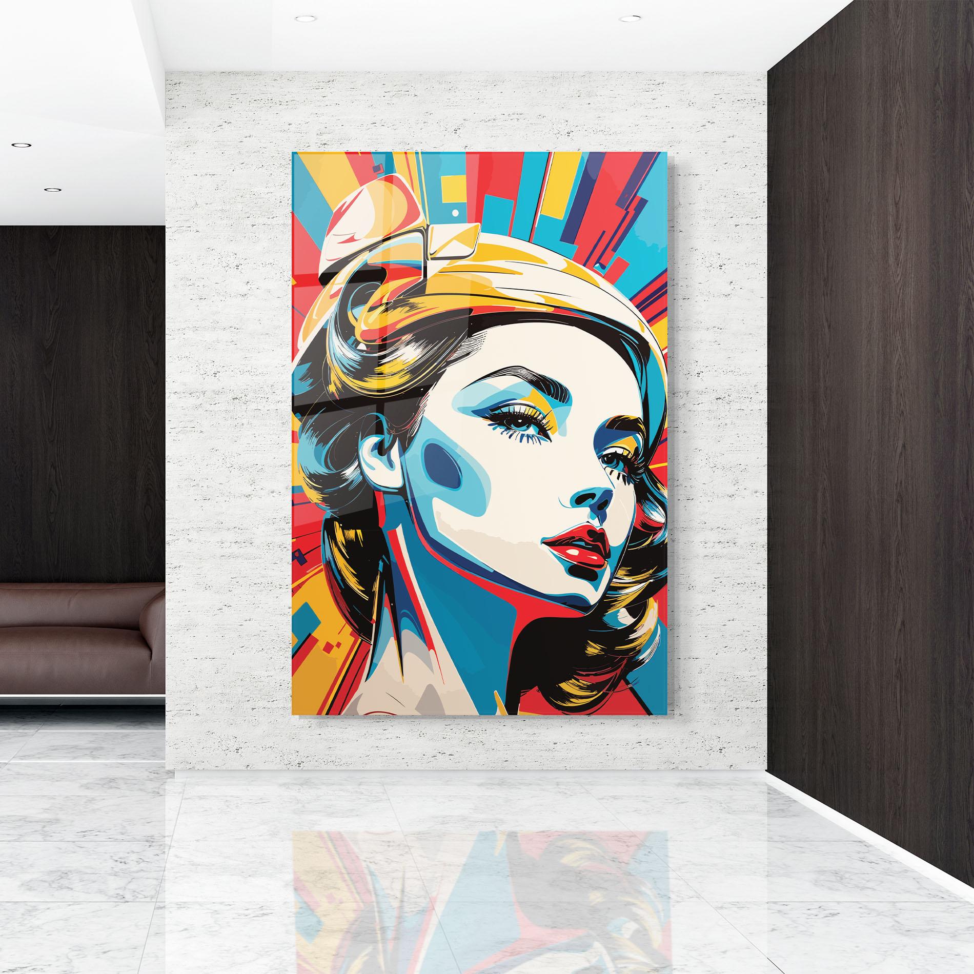 Tablou Sticla Colorful Portrait Lady mockup 9