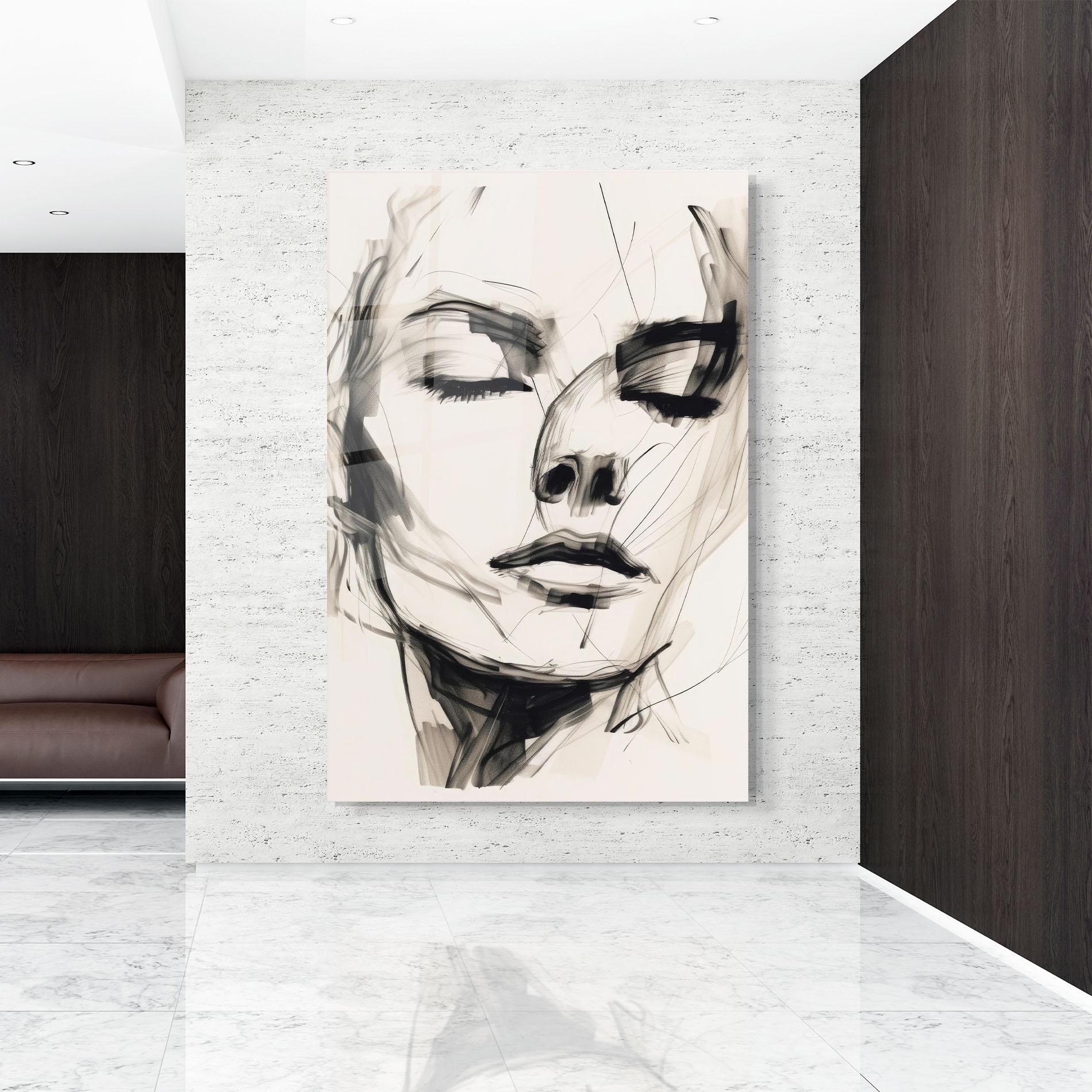 Tablou Sticla Continuous Line Woman mockup 9