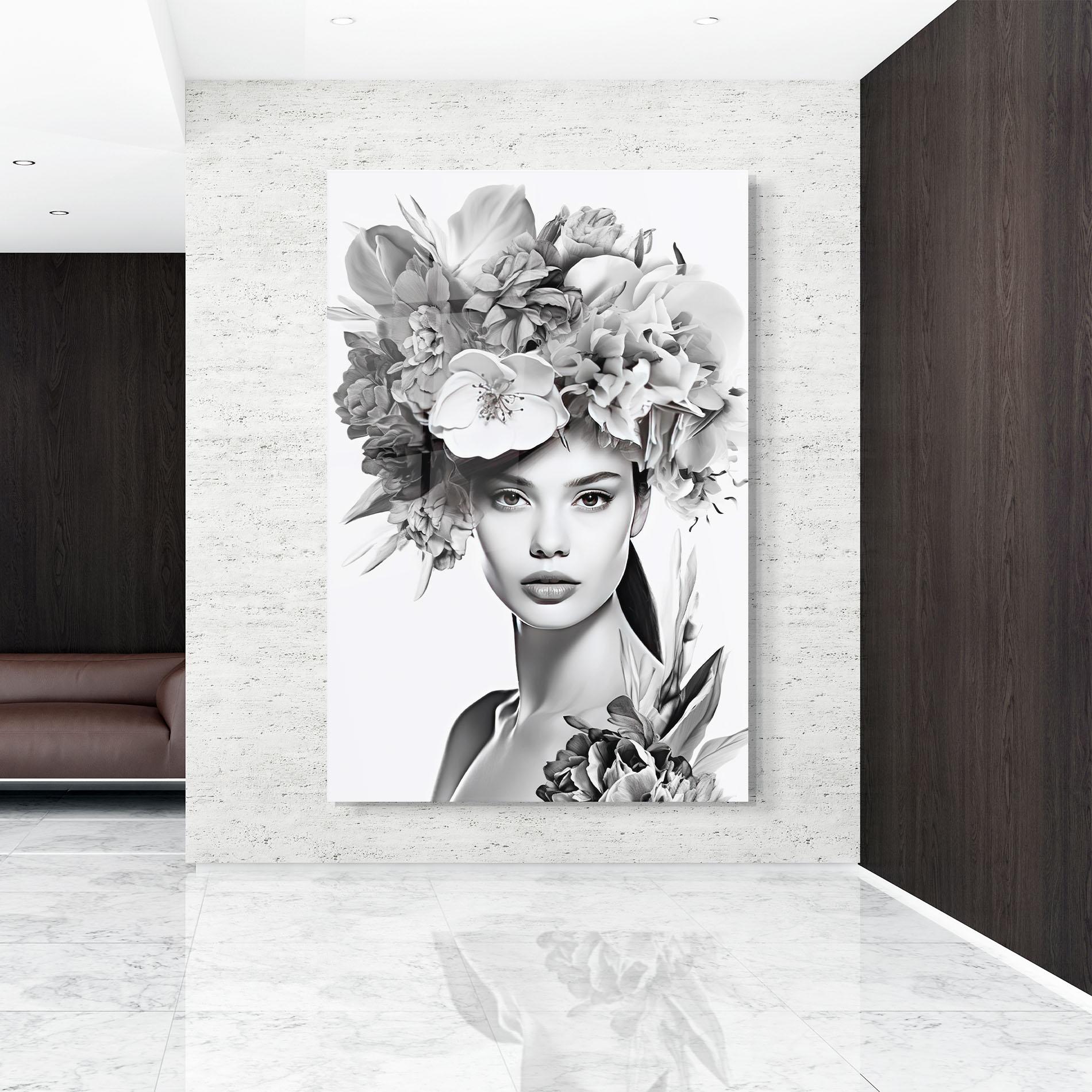 Tablou Sticla Flower Crown Woman mockup 9