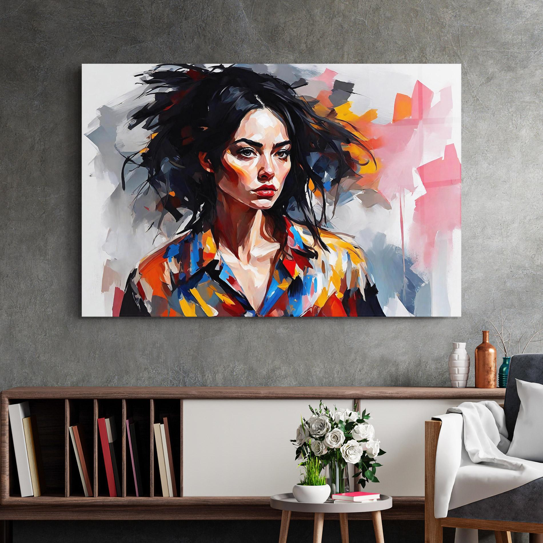 Tablou Sticla Artistic Oil Woman mockup 2