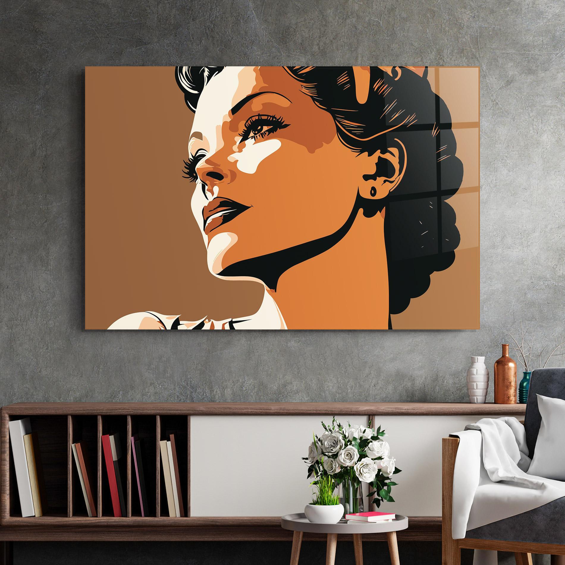 Tablou Sticla Brown Portrait Lady mockup 2