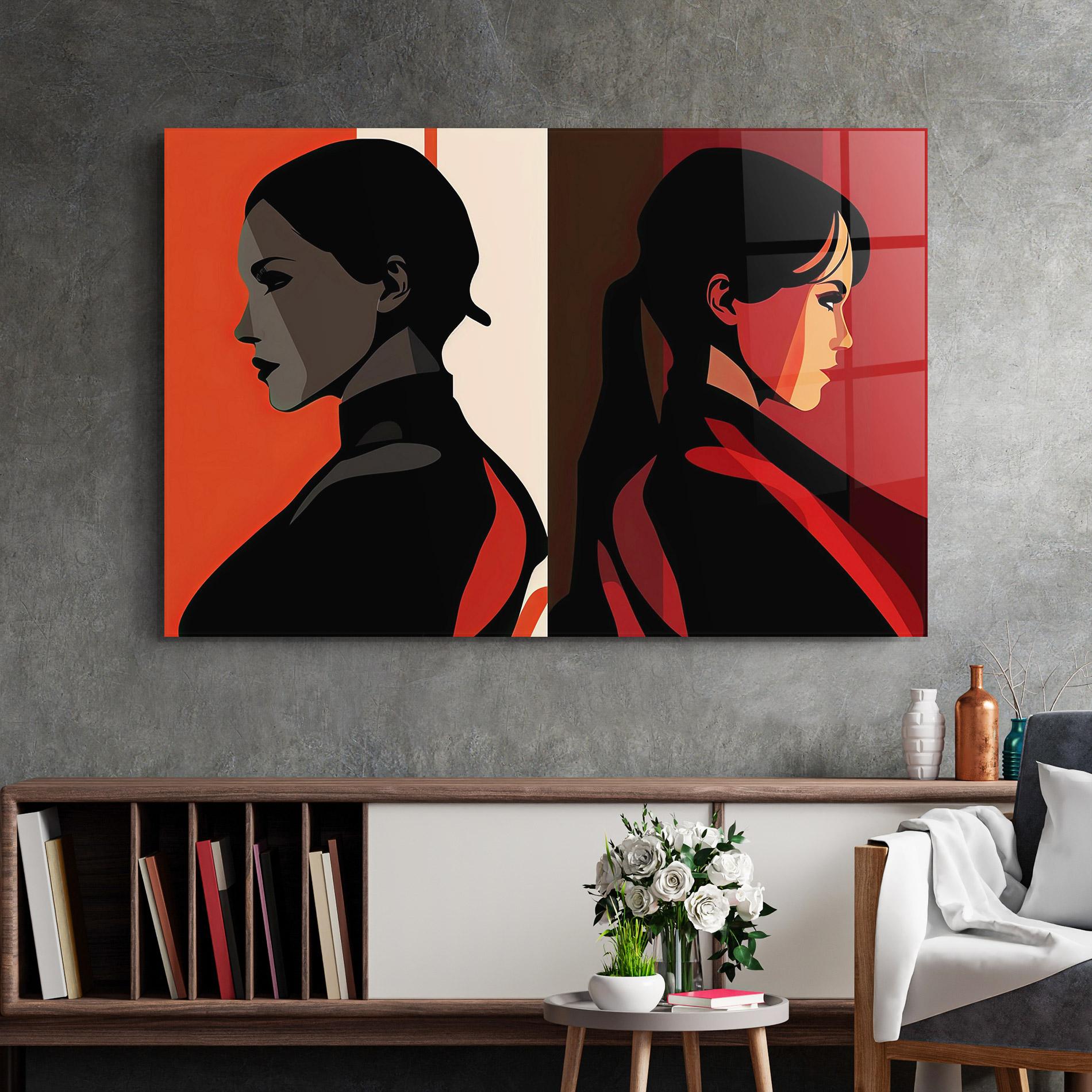 Tablou Sticla Graphical Portrait mockup 2