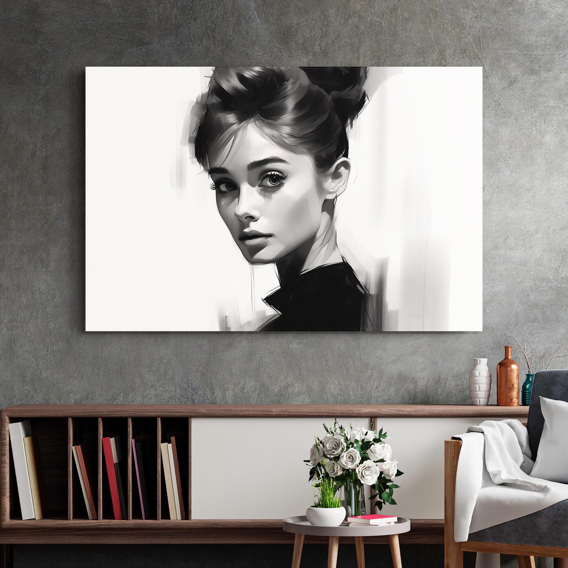 Tablou Sticla Hepburn Portrait mockup 2