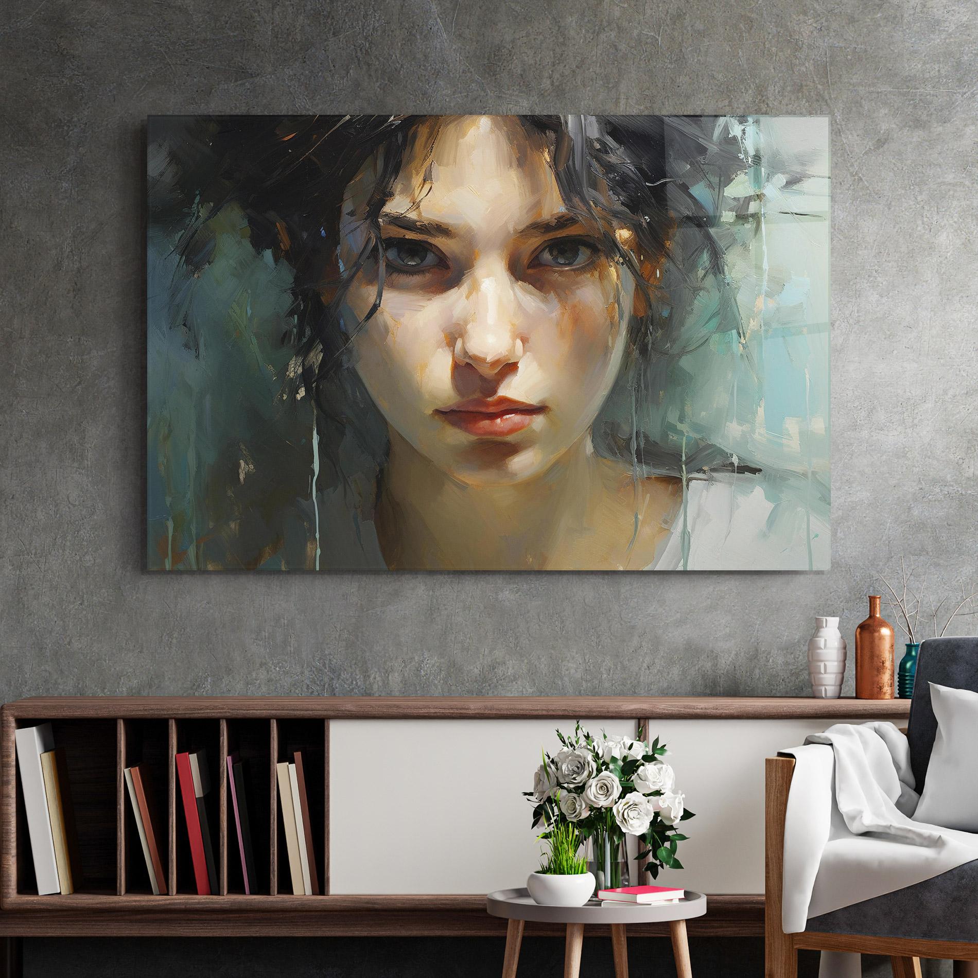 Tablou Sticla Intense Portrait mockup 2