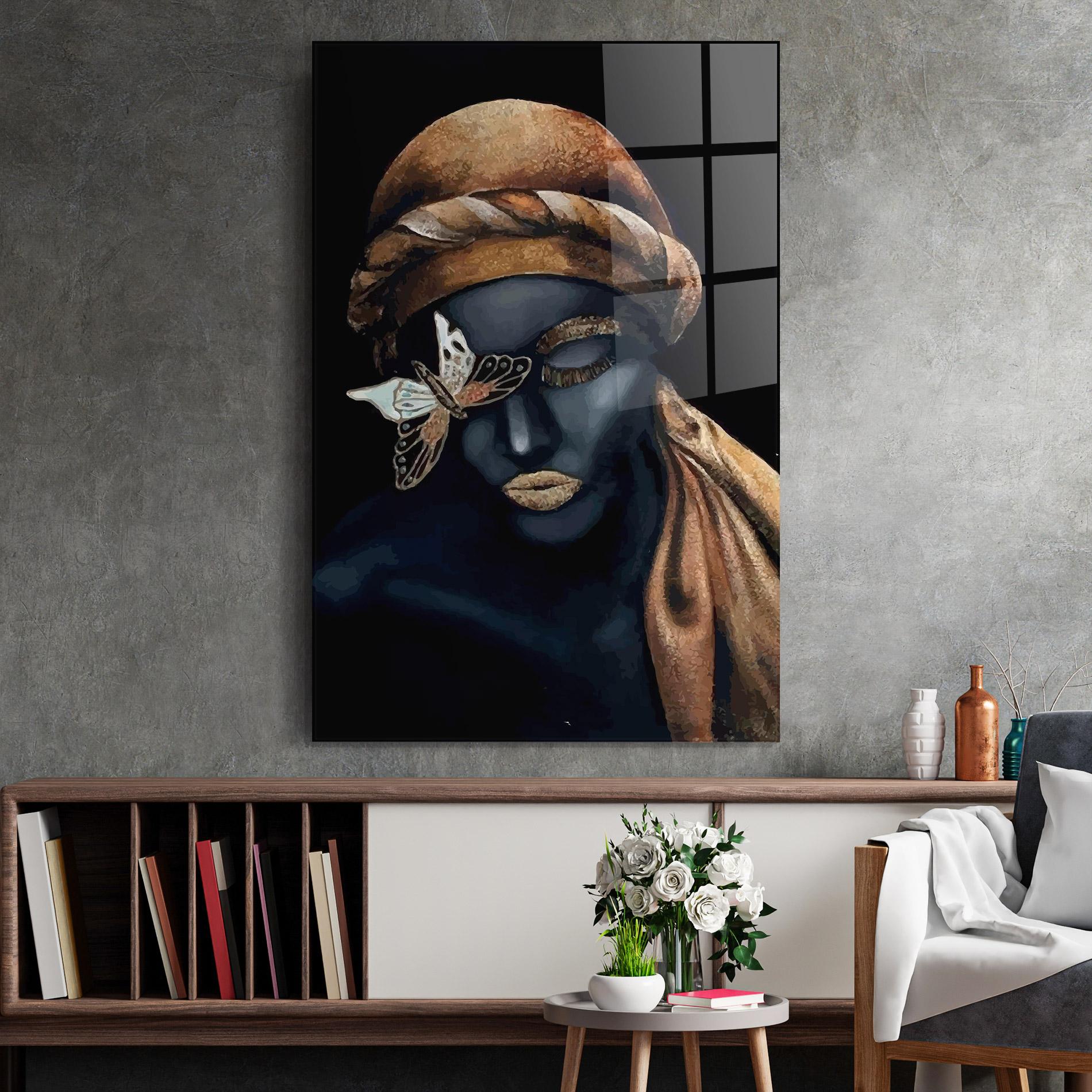 Tablou Sticla Butterfly Lady mockup 2