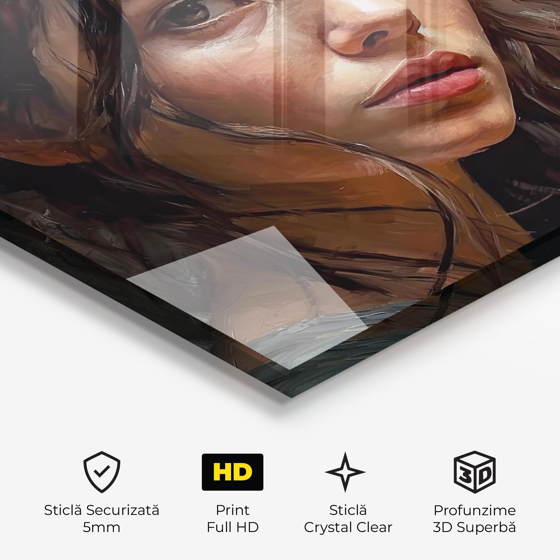 Tablou Sticla Closeup Impasto Portrait mockup 3