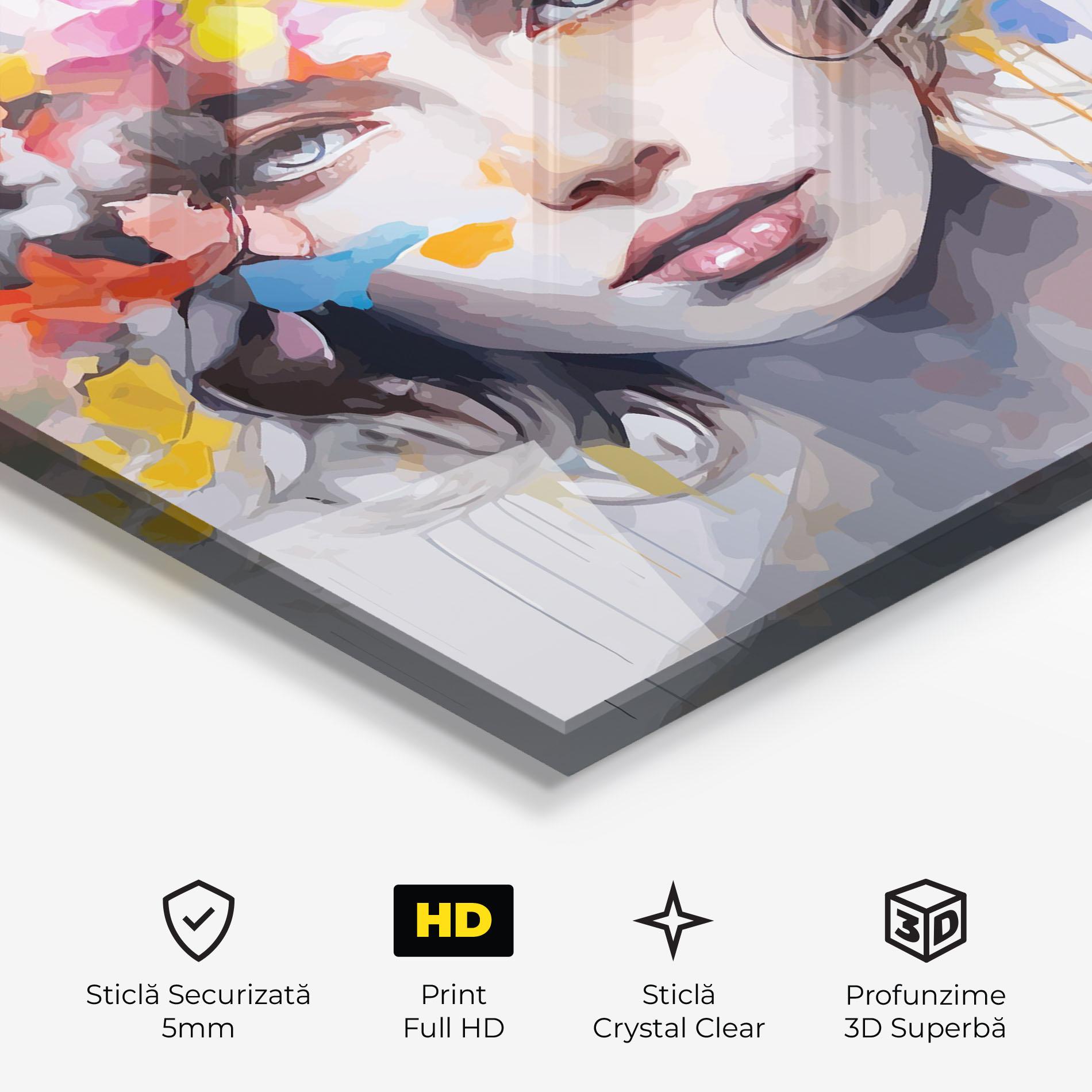 Tablou Sticla Colorful Hair Portrait mockup 3