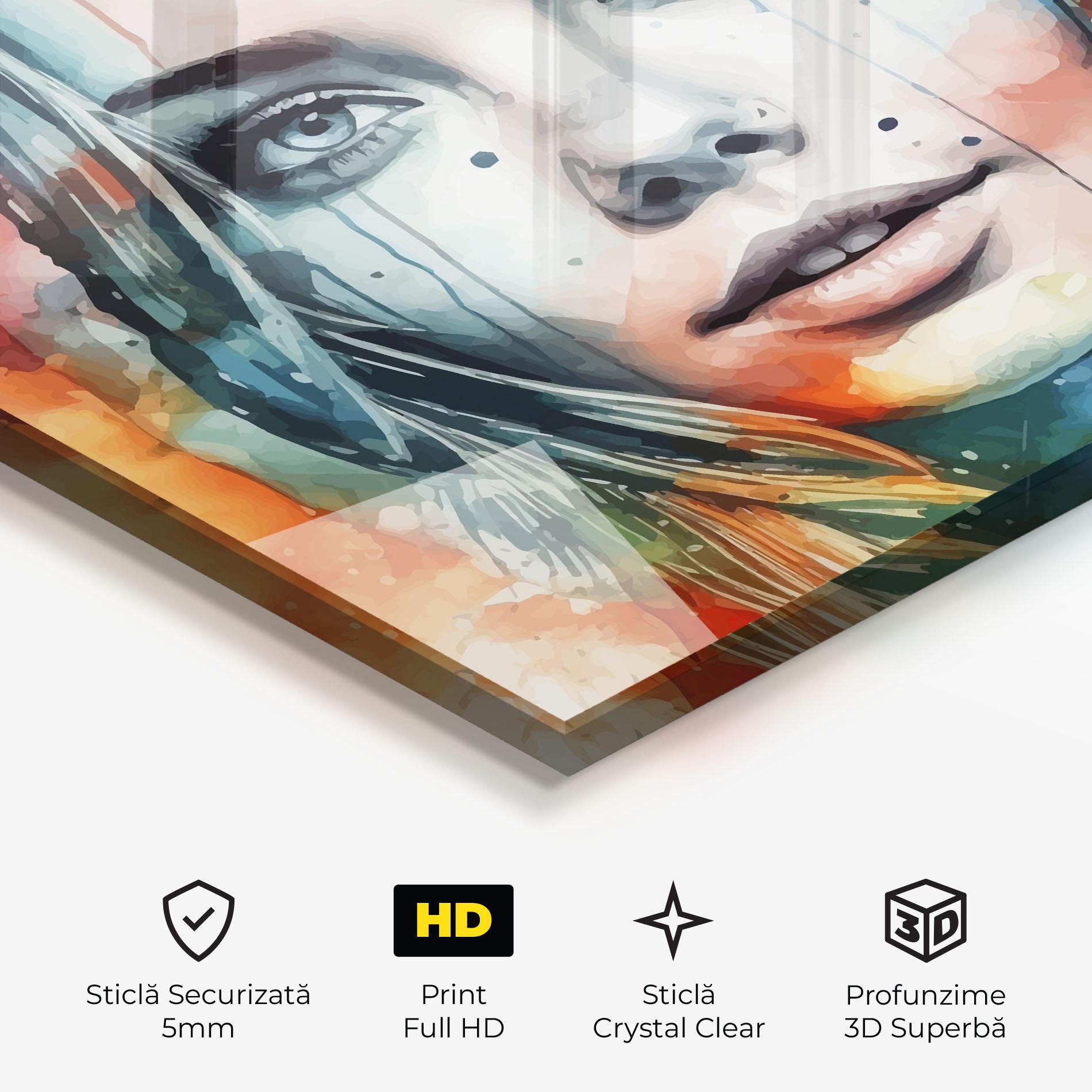 Tablou Sticla Colorful Portrait Art mockup 3