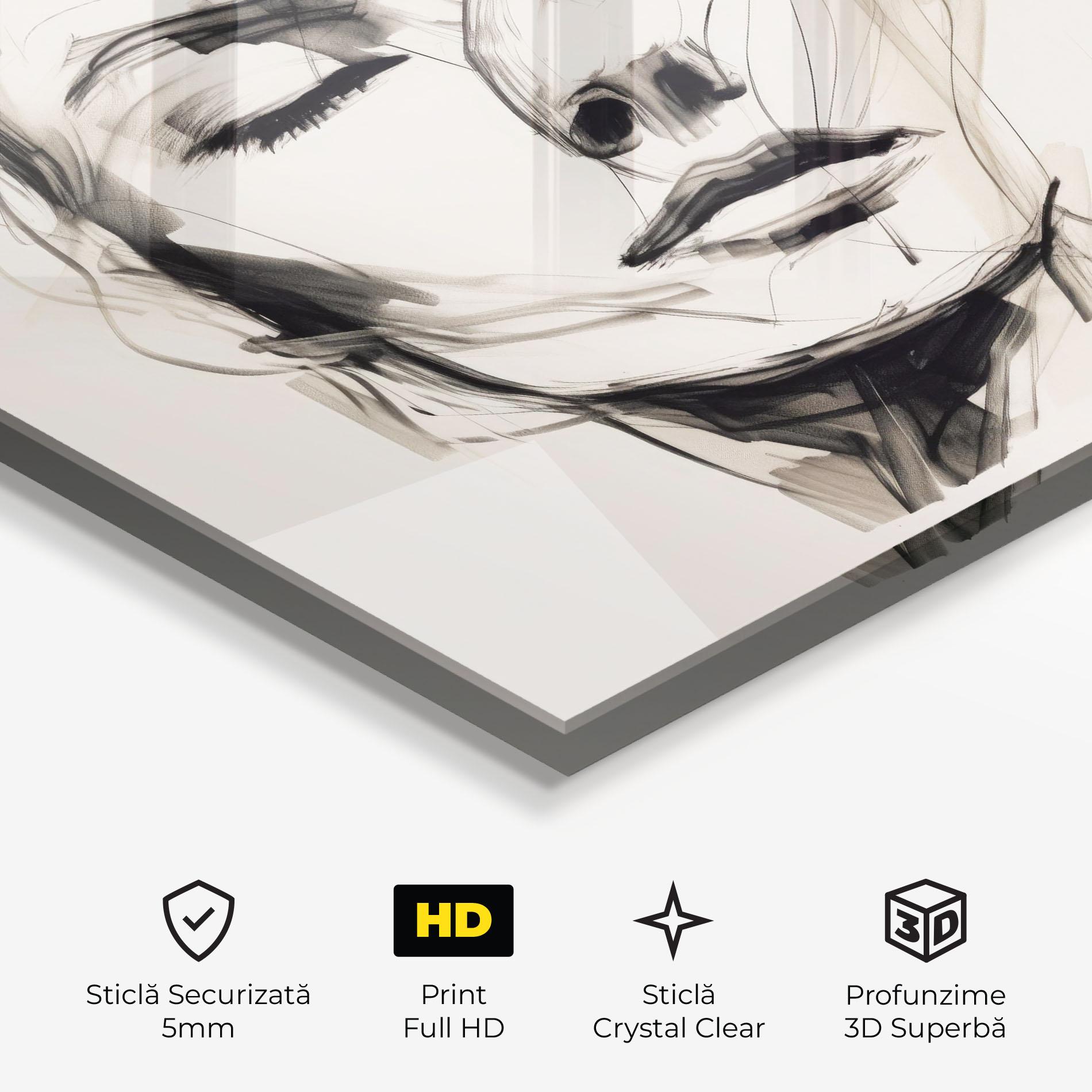 Tablou Sticla Continuous Line Woman mockup 3