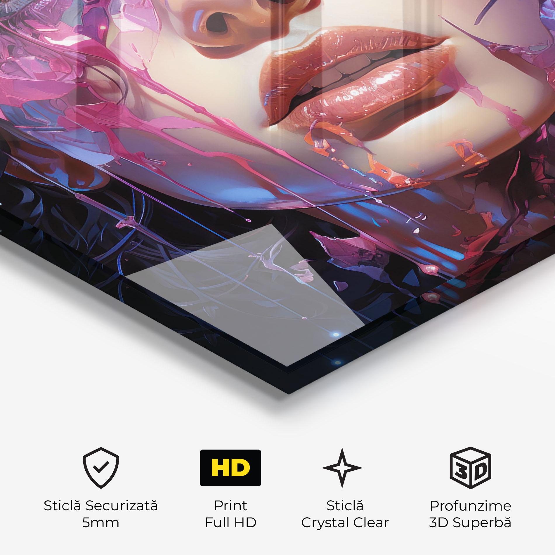 Tablou Sticla Cute Purple Girl mockup 3