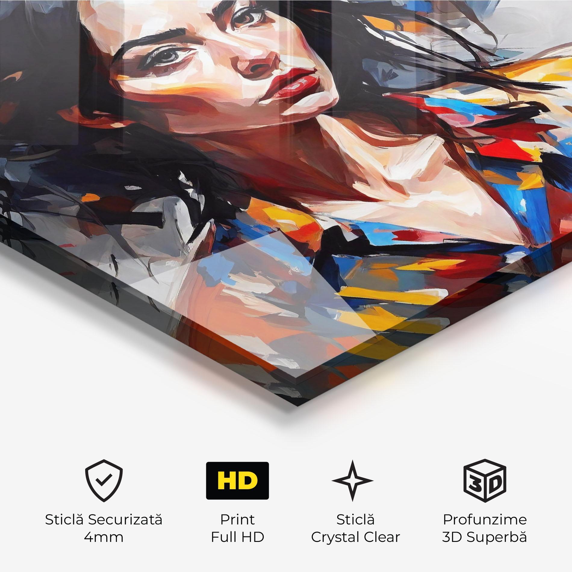 Tablou Sticla Artistic Oil Woman mockup 3