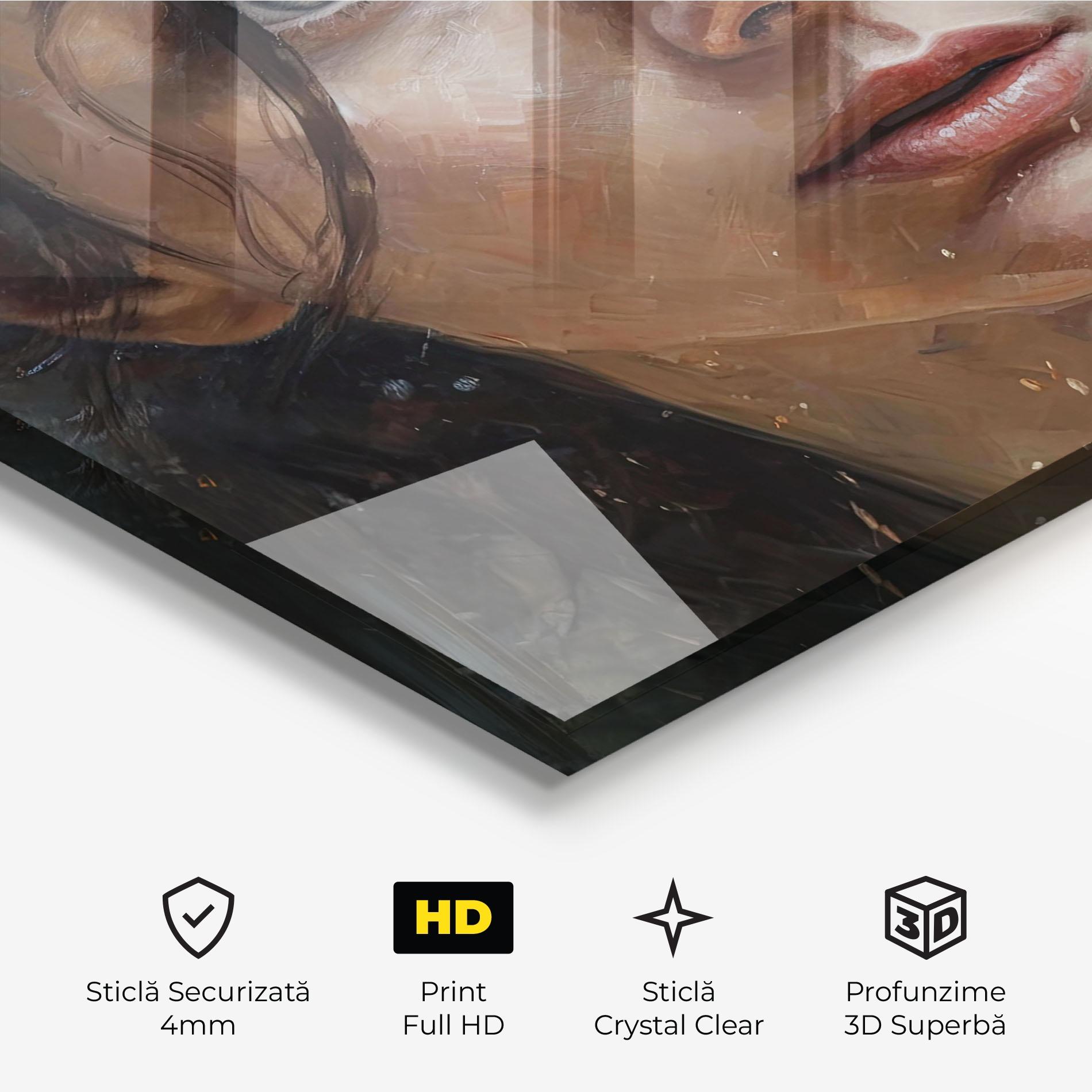 Tablou Sticla Closeup Darkhaired Woman mockup 3