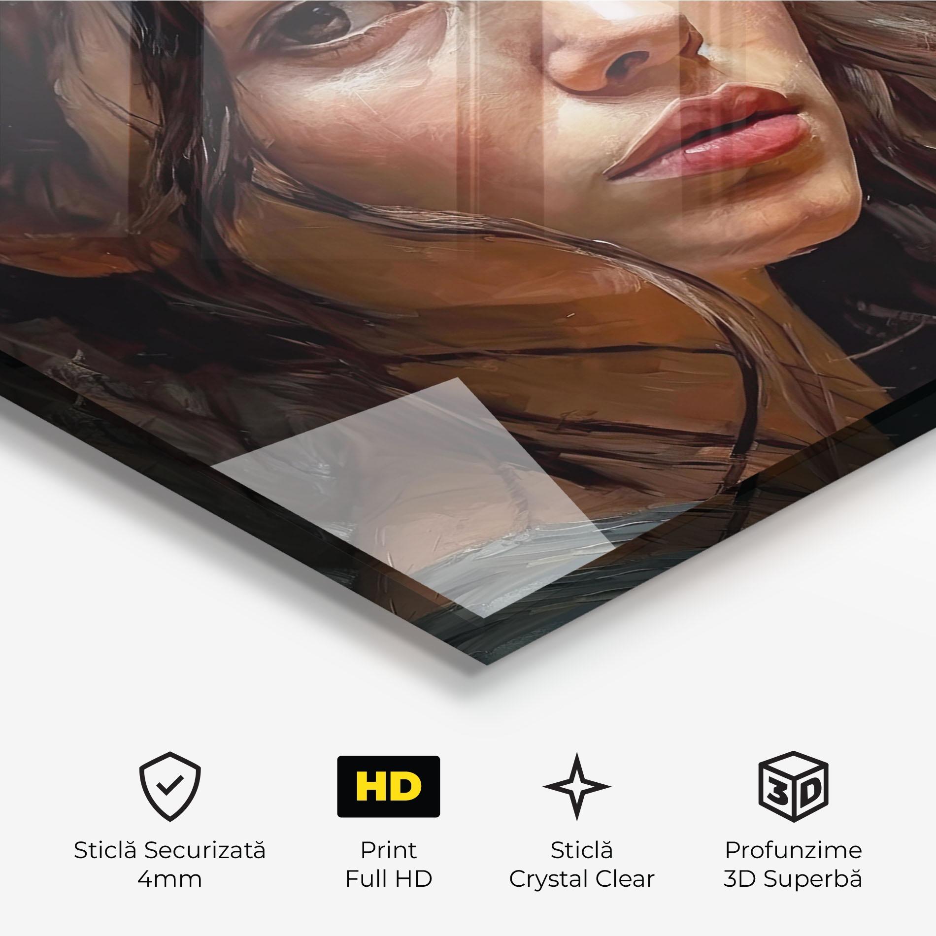 Tablou Sticla Closeup Impasto Portrait mockup 3