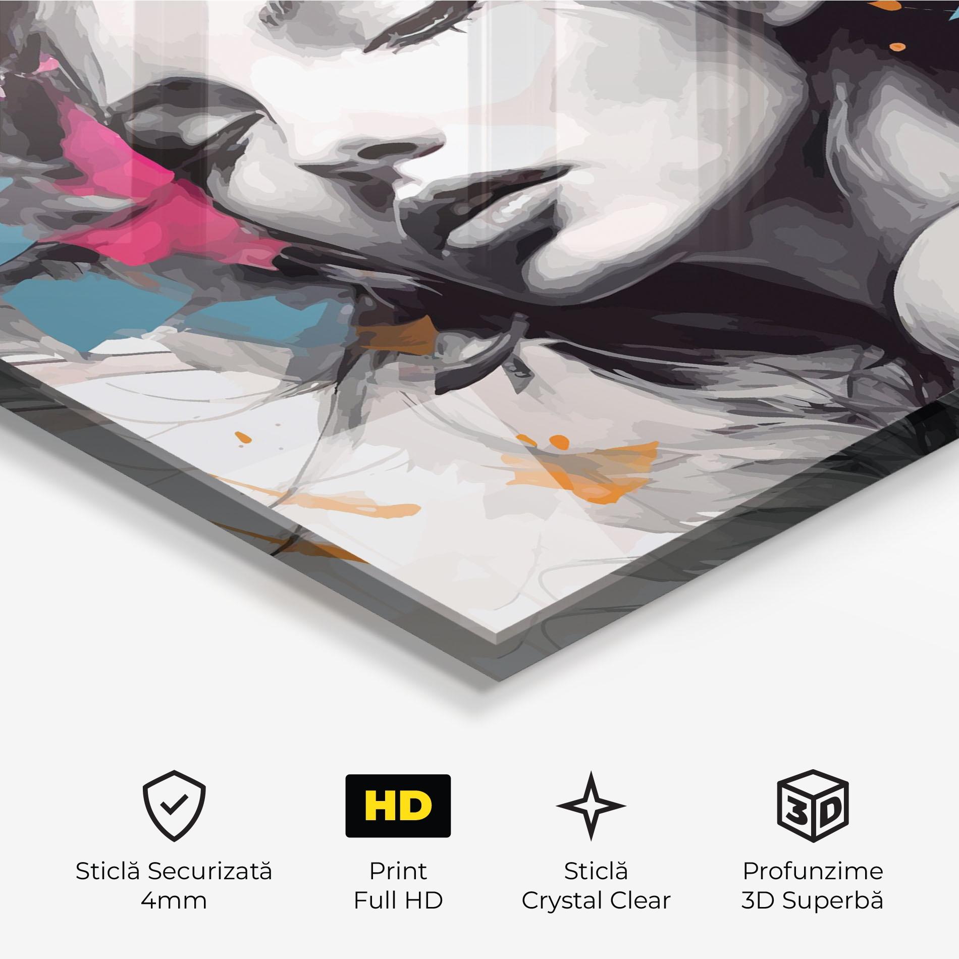 Tablou Sticla Colorful Flower Portrait mockup 3