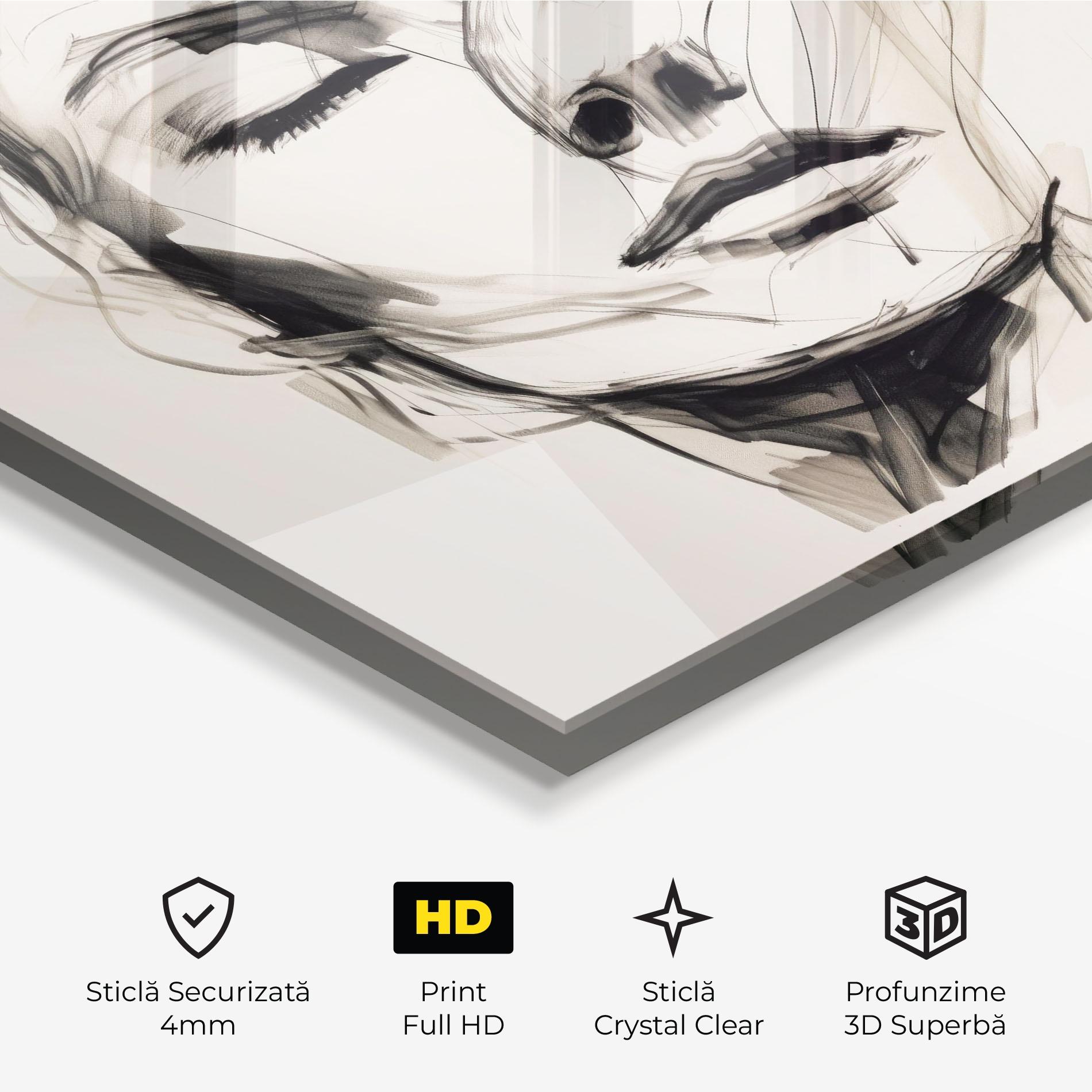 Tablou Sticla Continuous Line Woman mockup 3