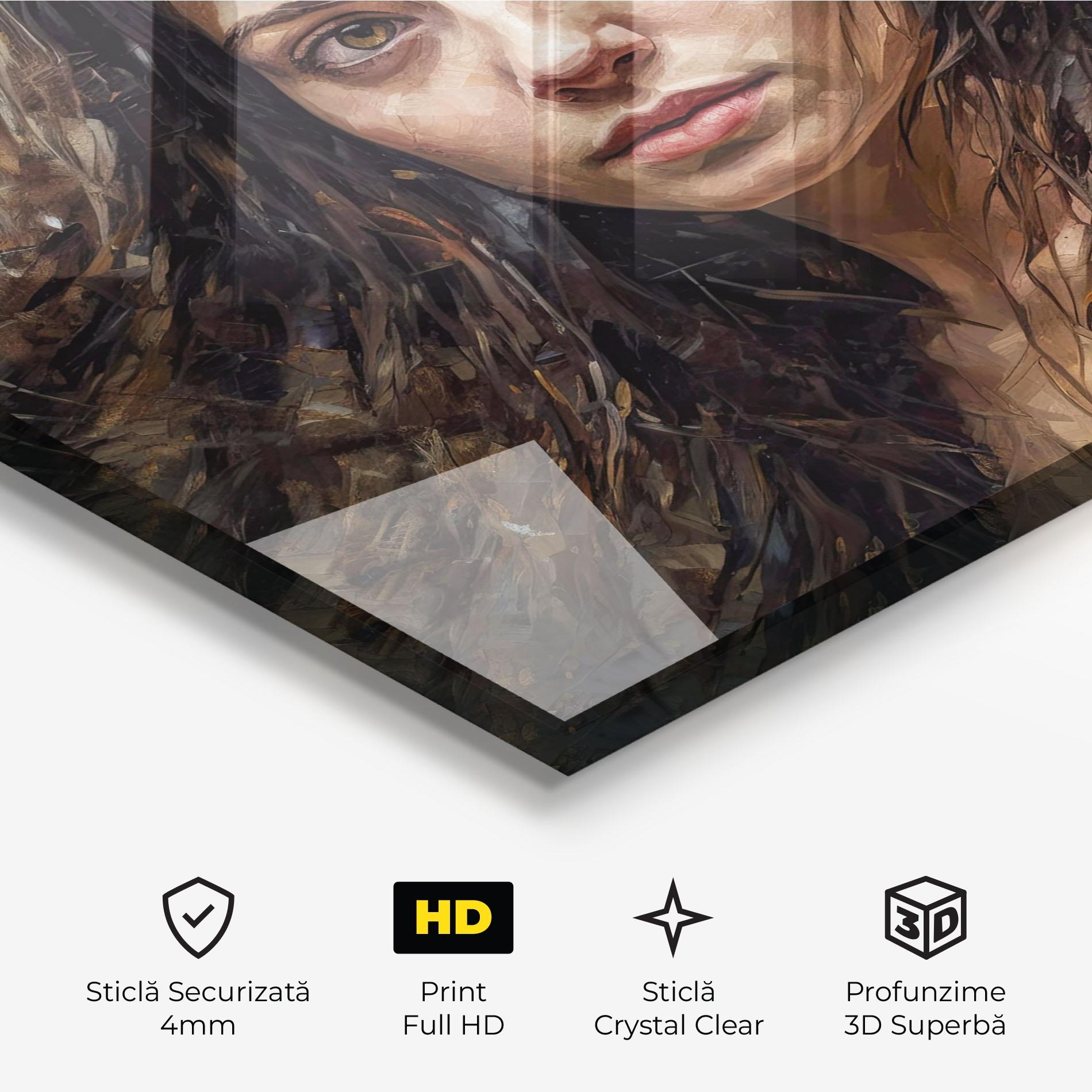 Tablou Sticla Darkhaired Woman Portrait mockup 3