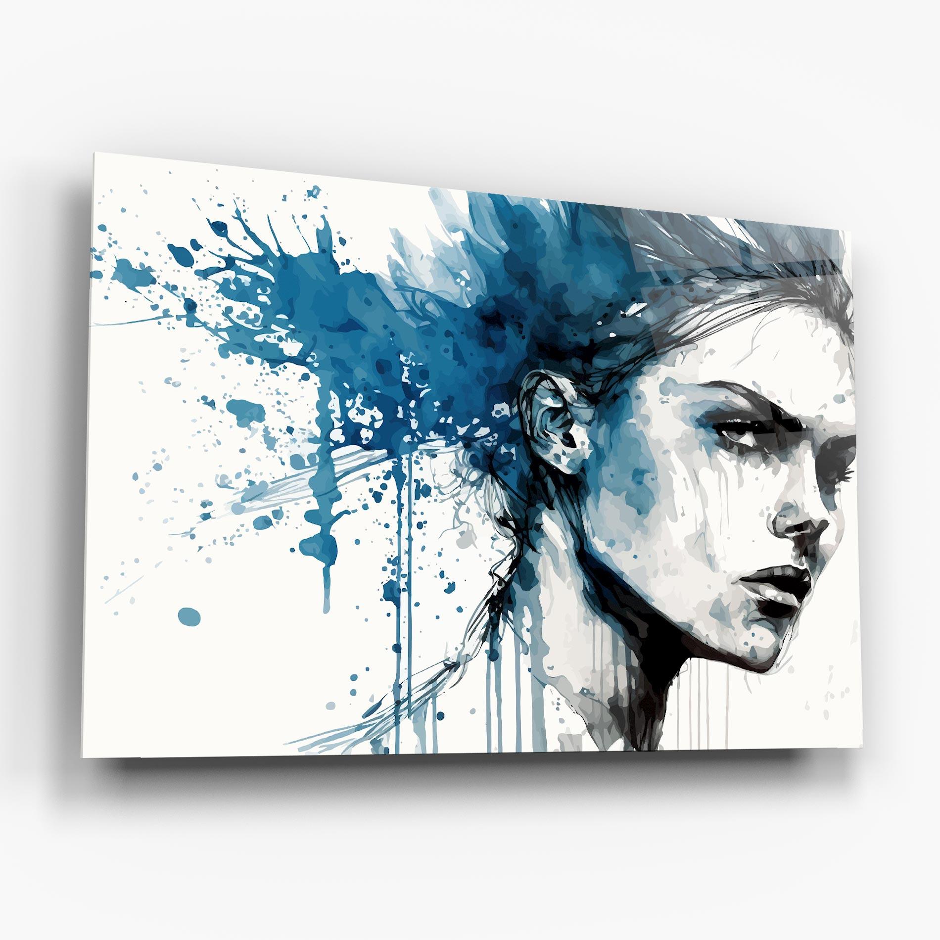 Tablou Sticla Blue Splash Portrait mockup 6