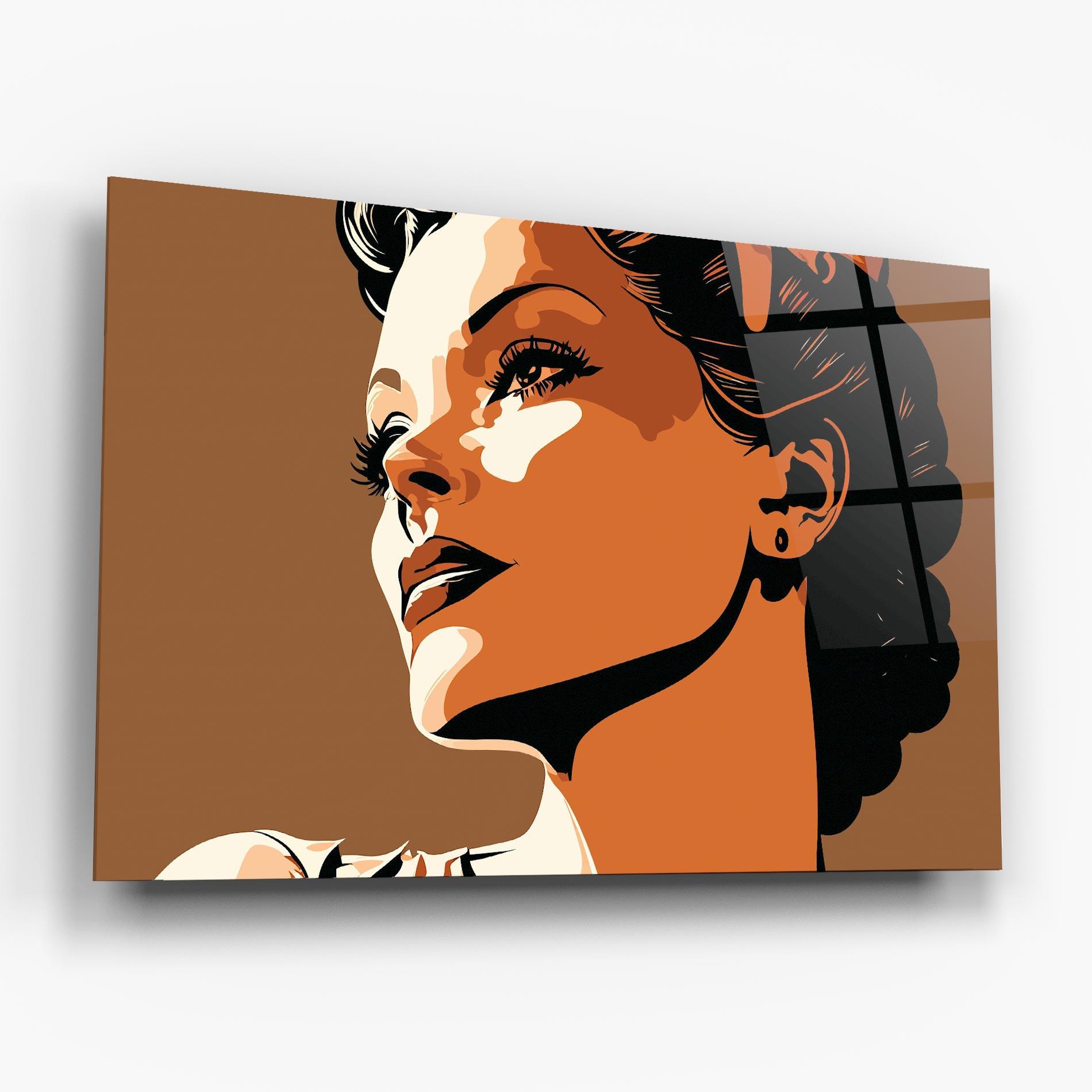 Tablou Sticla Brown Portrait Lady mockup 6