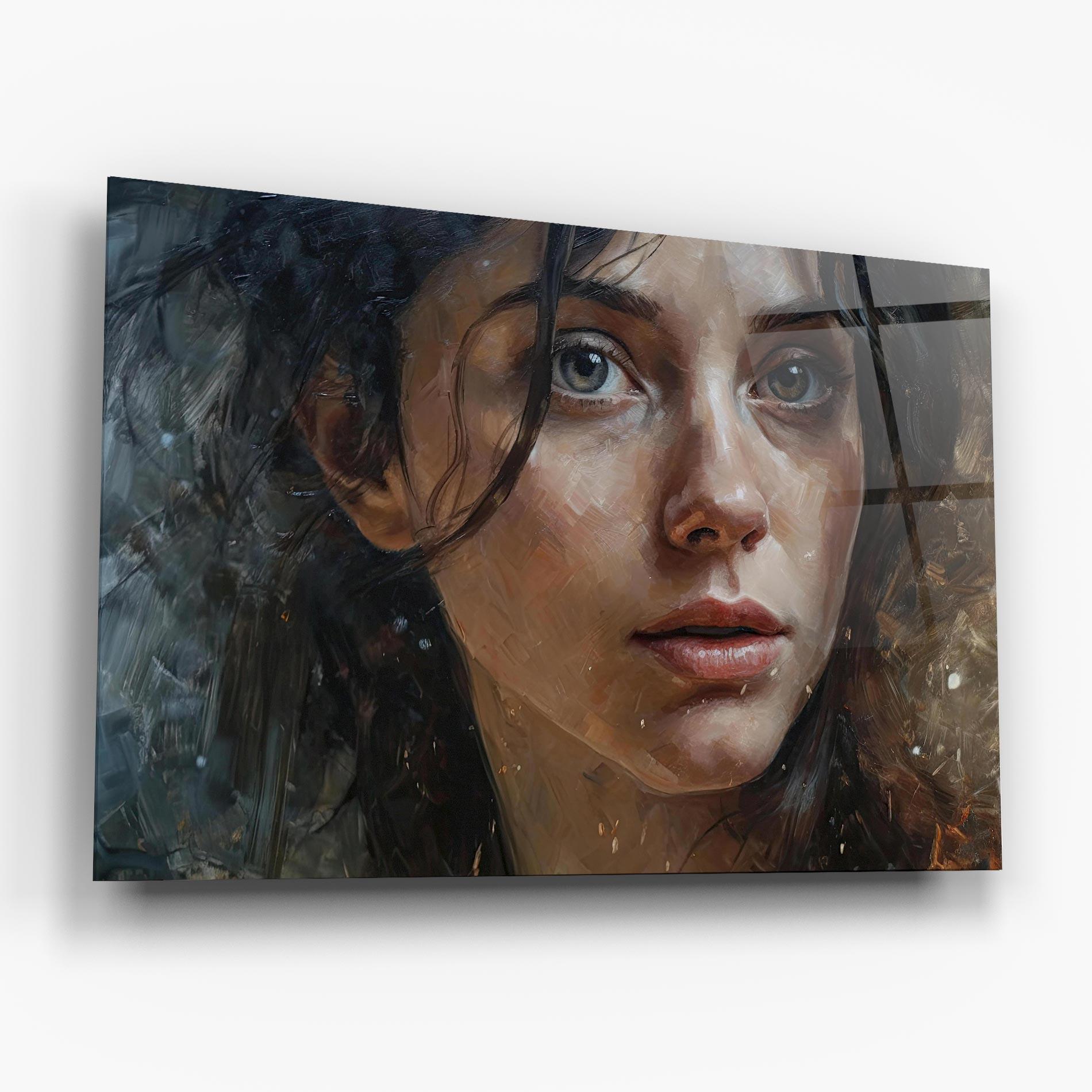 Tablou Sticla Closeup Darkhaired Woman mockup 6