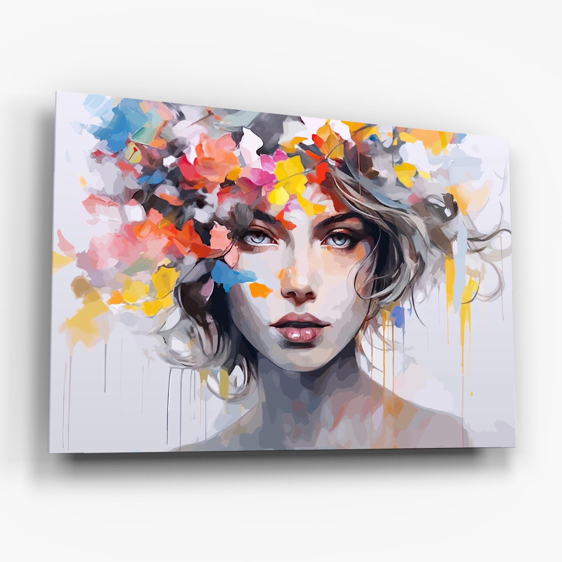 Tablou Sticla Colorful Hair Portrait mockup 6