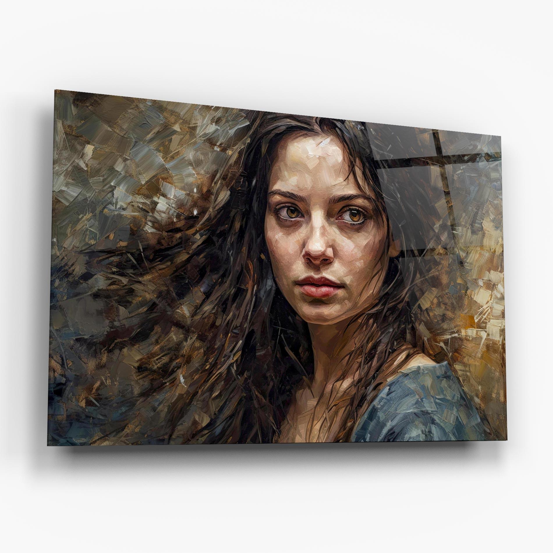 Tablou Sticla Darkhaired Woman Portrait mockup 6