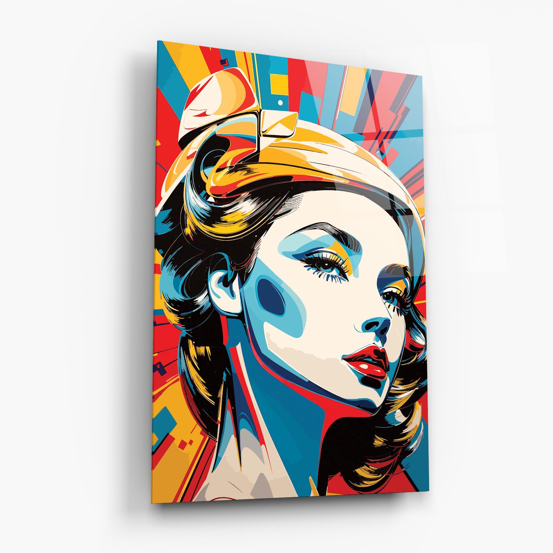 Tablou Sticla Colorful Portrait Lady mockup 6