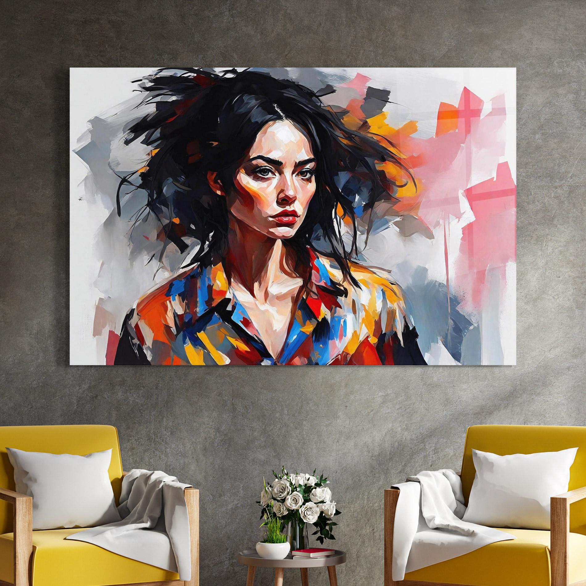 Tablou Sticla Artistic Oil Woman mockup 4