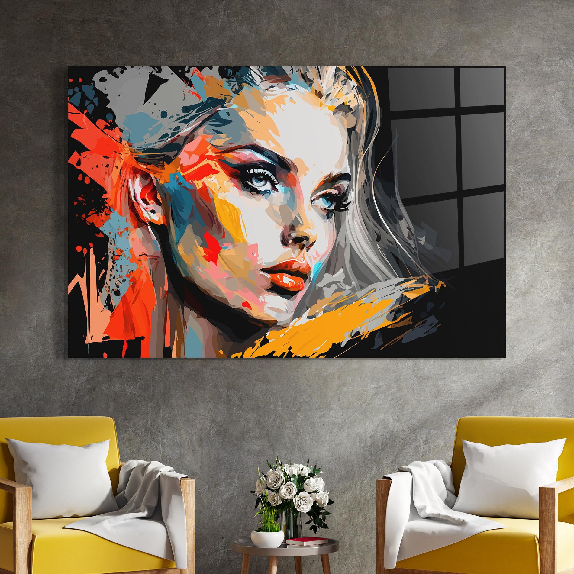 Tablou Sticla Blue Eye Face mockup 4