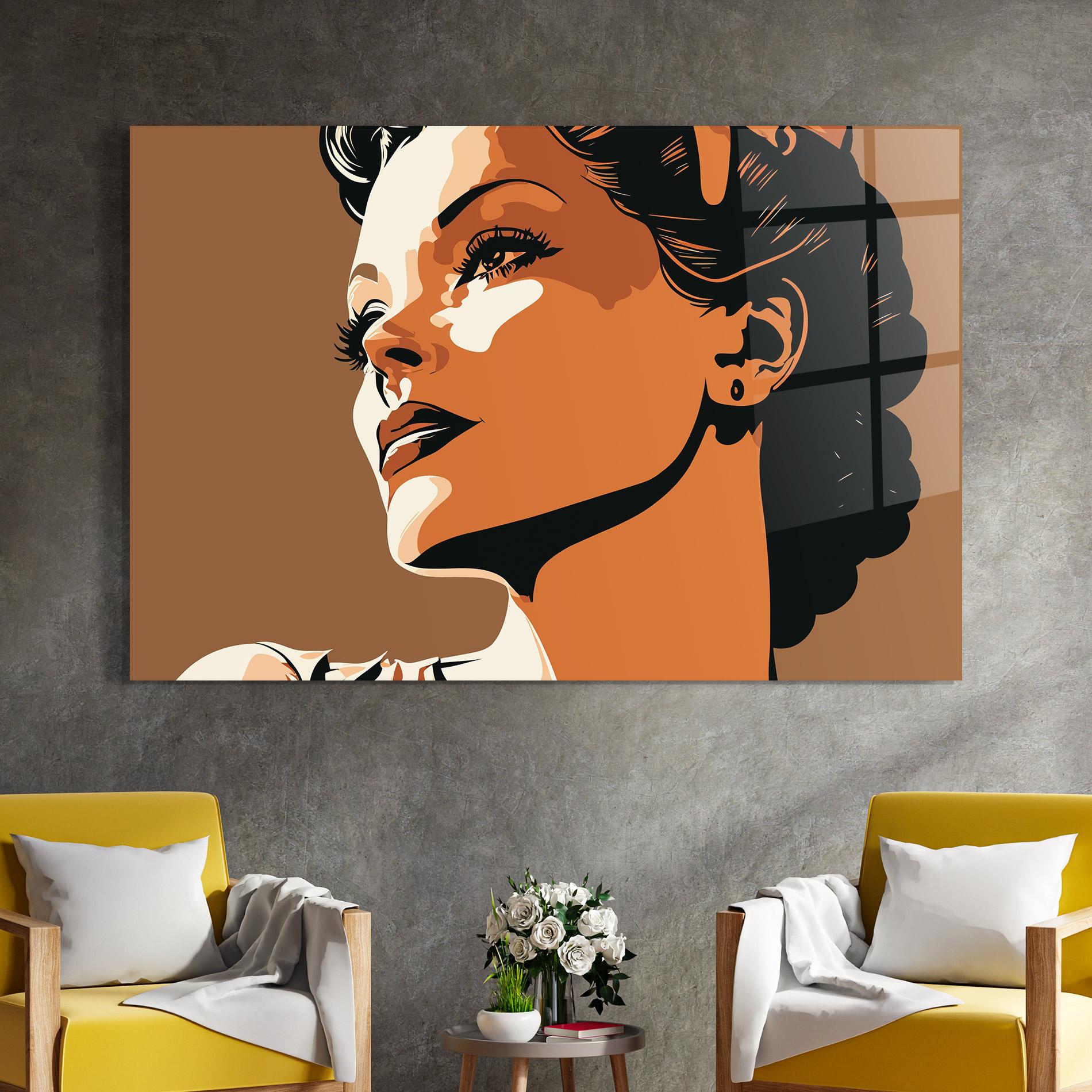 Tablou Sticla Brown Portrait Lady mockup 4