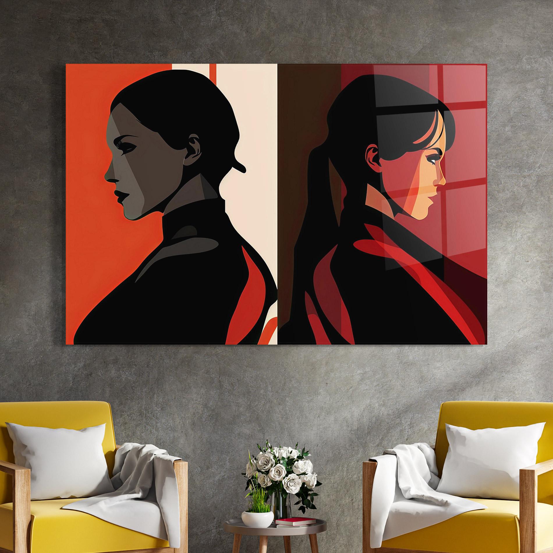 Tablou Sticla Graphical Portrait mockup 4