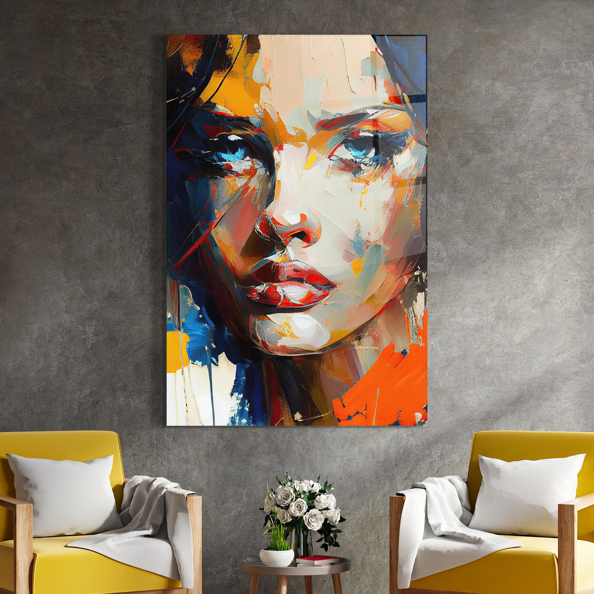 Tablou Sticla Beautiful Brunette Woman mockup 4