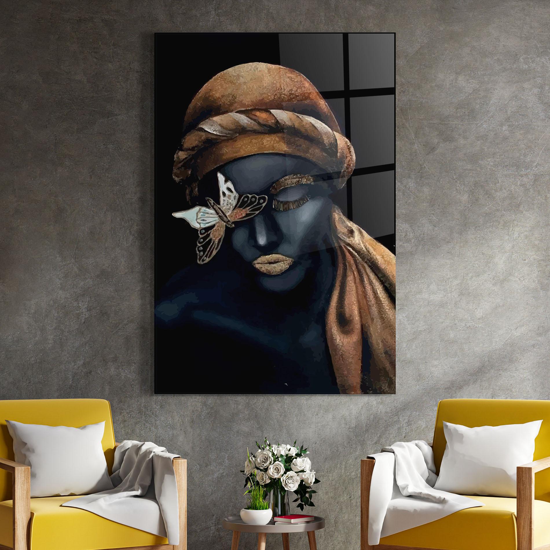 Tablou Sticla Butterfly Lady mockup 4